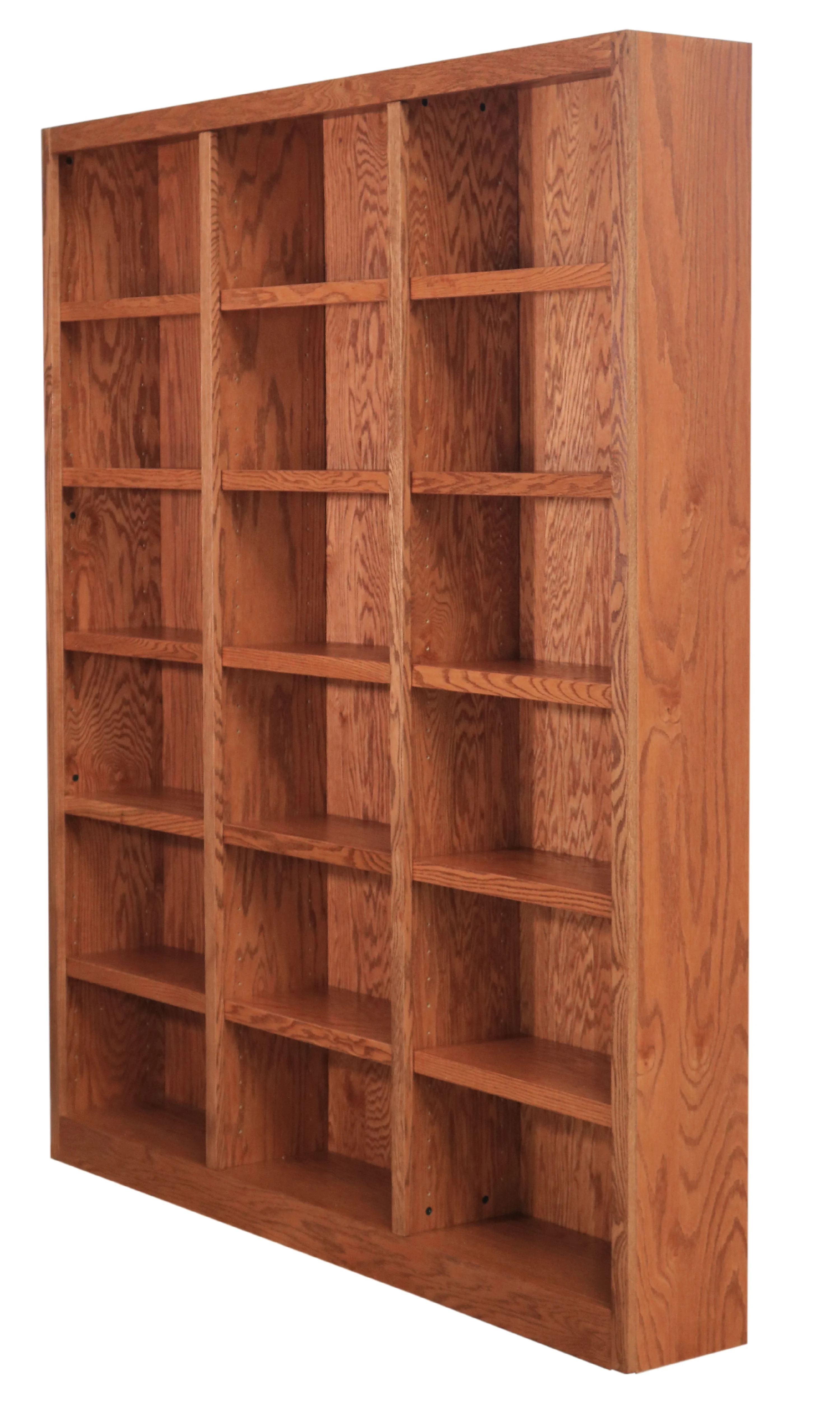Concepts in Wood 18 Shelf Triple Wide Wood Bookcase, 84 inch Tall - Cherry Finish - Image 14