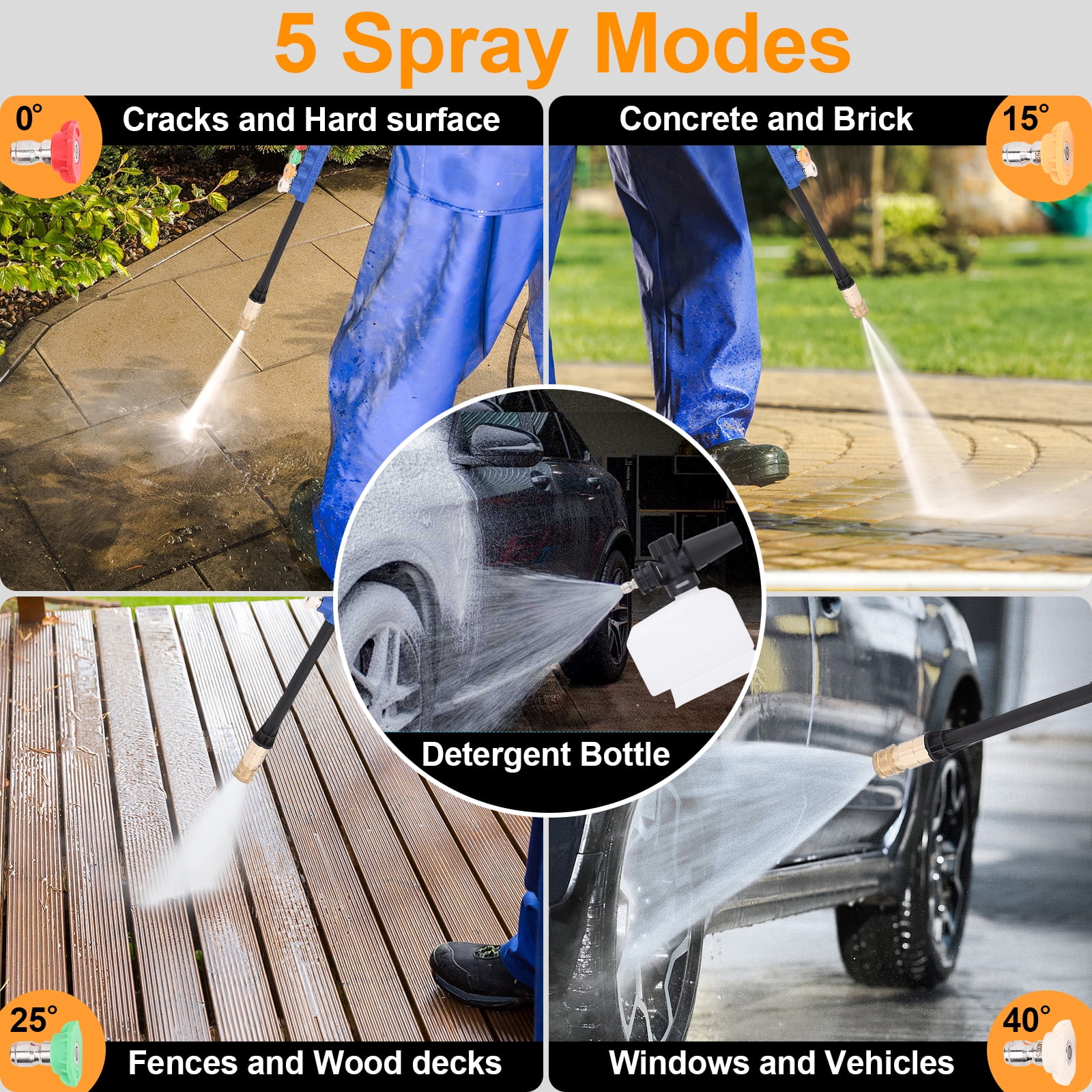 Electric Pressure Washer, 4500PSI Max 3.2 GPM 33FT Hose w/ Hose Reel , 4 Connect Nozzles Foam Cannon for Cars, Fences, Driveways, Patios, Home Cleaning