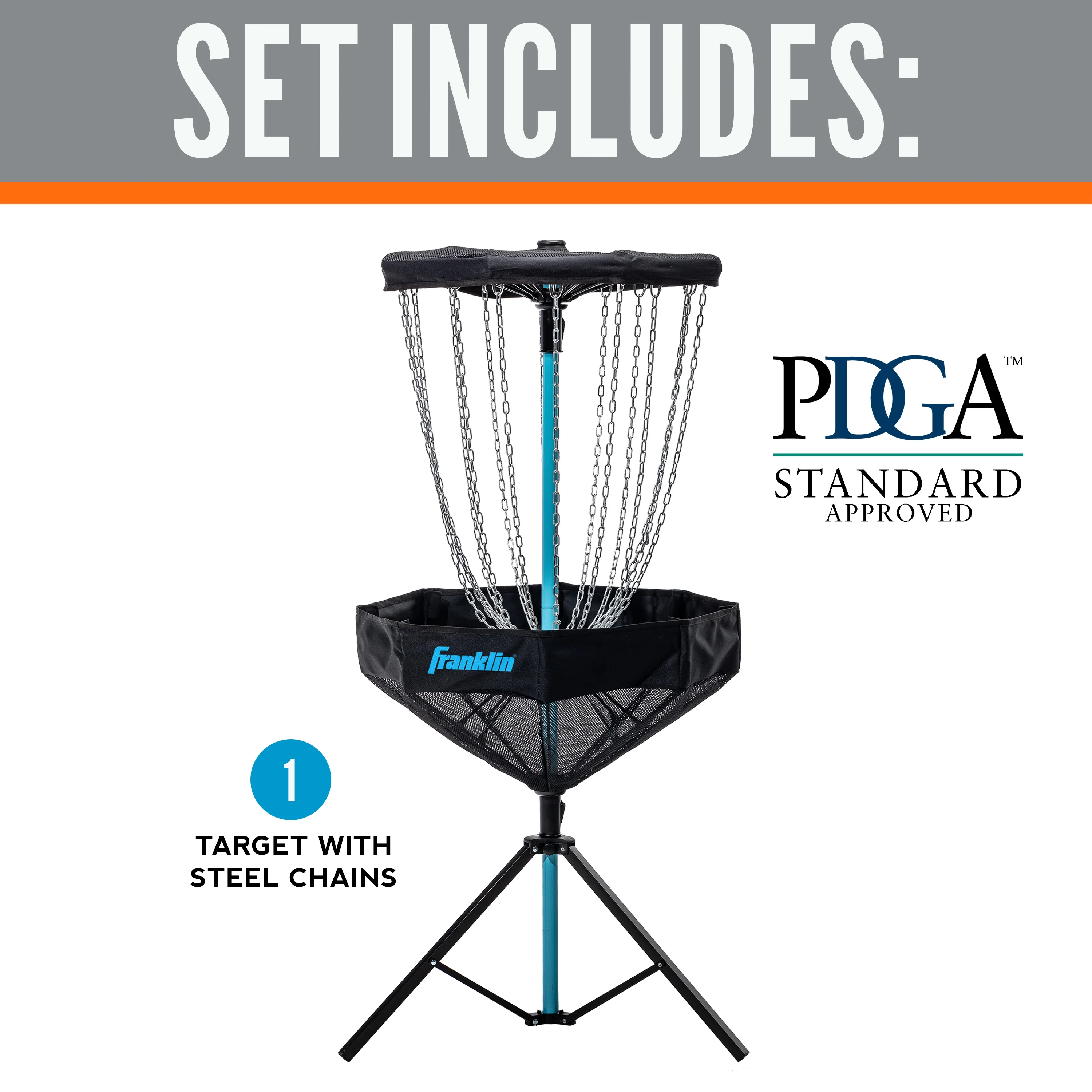 Franklin Sports Disc Golf Basket - PDGA Approved - Elite Portable Disc Golf Target Basket Set with Premium Metal Chains + Canvas Basket - Disc Golf Equipment + Hole Stand - Image 2