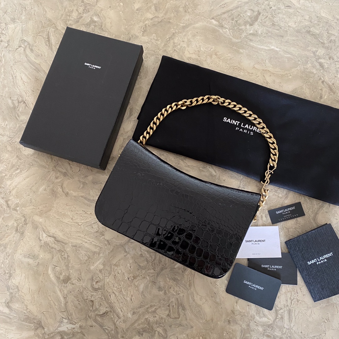 ELISE SHOULDER BAG IN ALLIGATOR-EMBOSSED PATENT LEATHER1:1High-quality replica