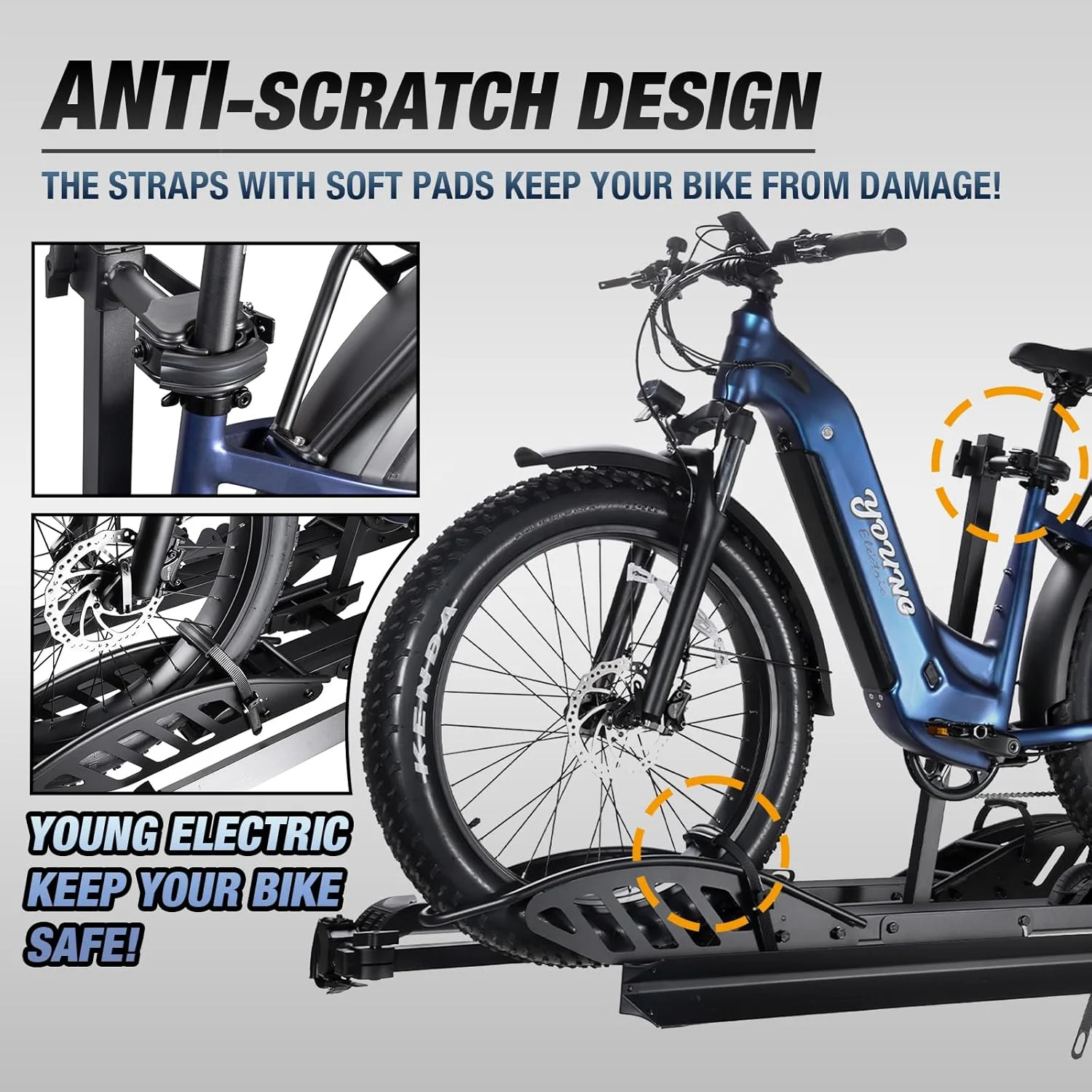 Young Electric Ebike Rack, 200lb Capacity, Alloy Steel Hitch Mount, Fits 5-Inch Fat Tire Bikes, 2-Inch Receiver - Image 39