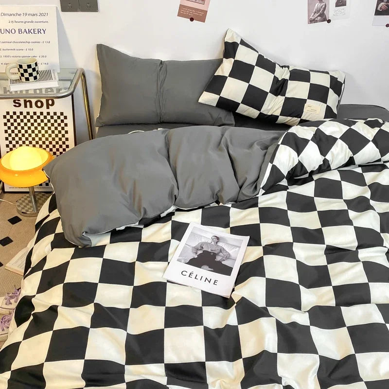 MonoGrid - Modern Geruite Bedset