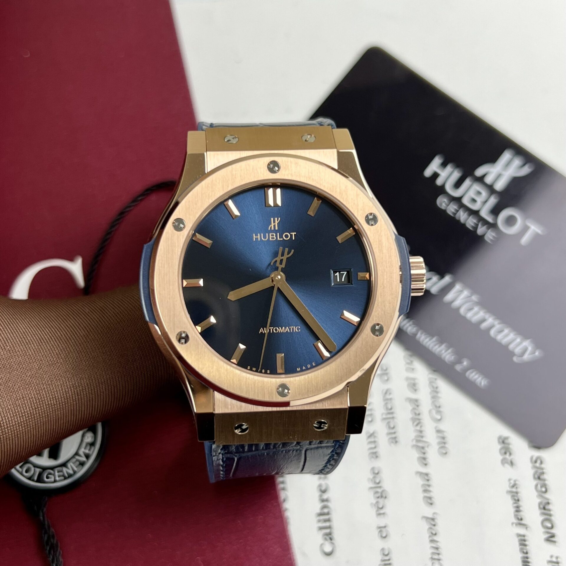 Hublot Replica Watch Classic Fusion King Gold Blue Dial JJF Factory 42mm - Elite Watch Atelier