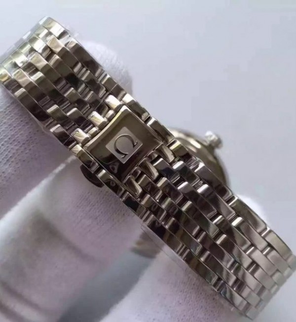 Replica Omega MKF De Ville 33mm Diamonds Markers White Dial SS Bracelet A2824 - Top club