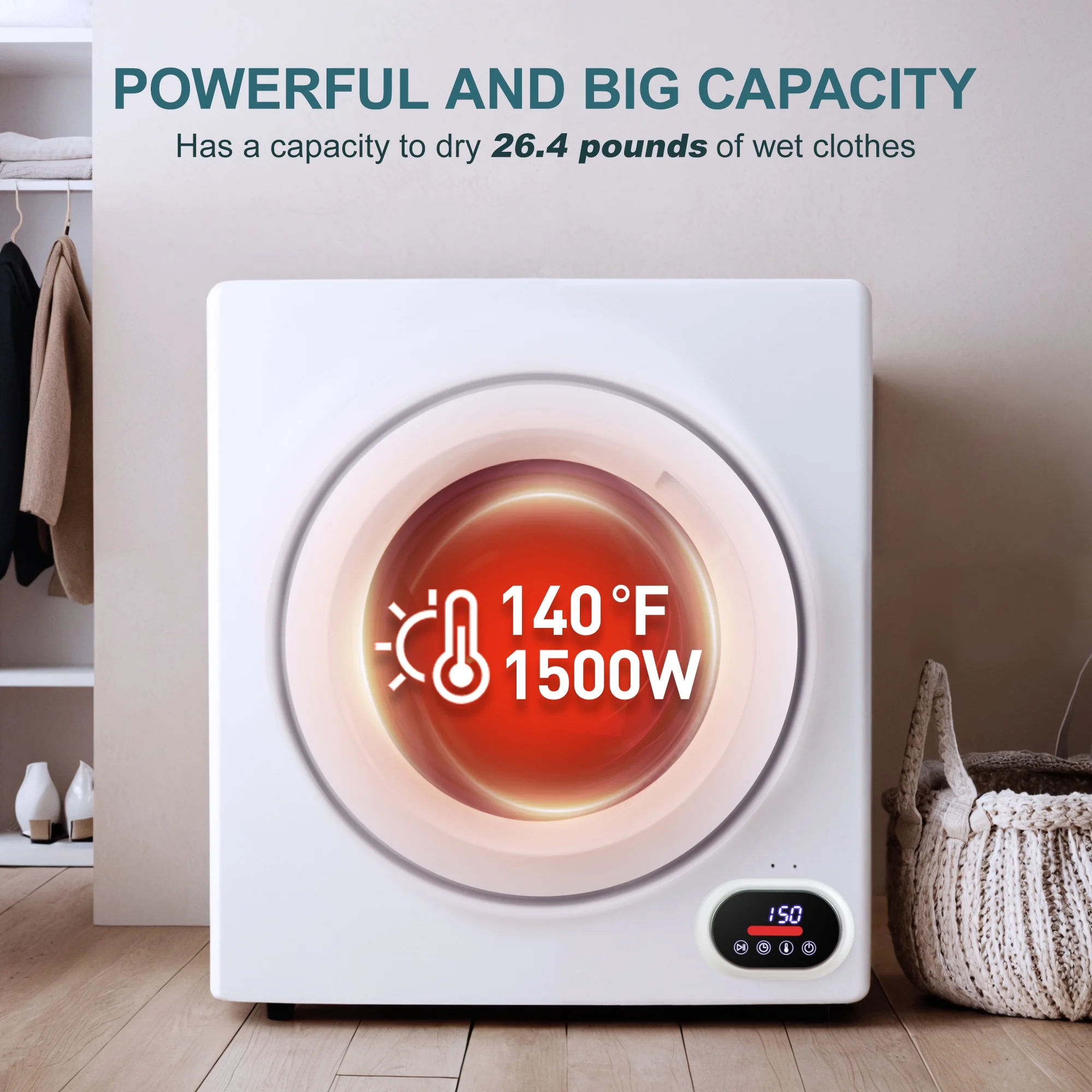 Simzlife 1.6 Cu. ft. Portable Clothes Dryer, Electric Compact Dryer Machine, 19.5 in W, 23.6 in H - Image 15