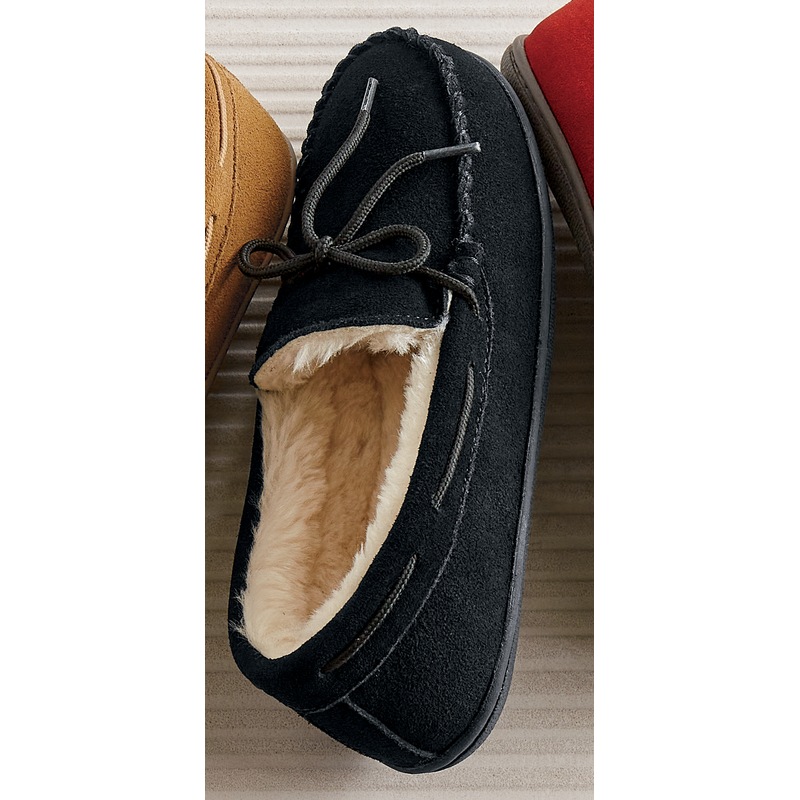 Women's Genuine Suede Moccasin with Faux-Fur Lining - MIDNIGHT VELVET CATALOG