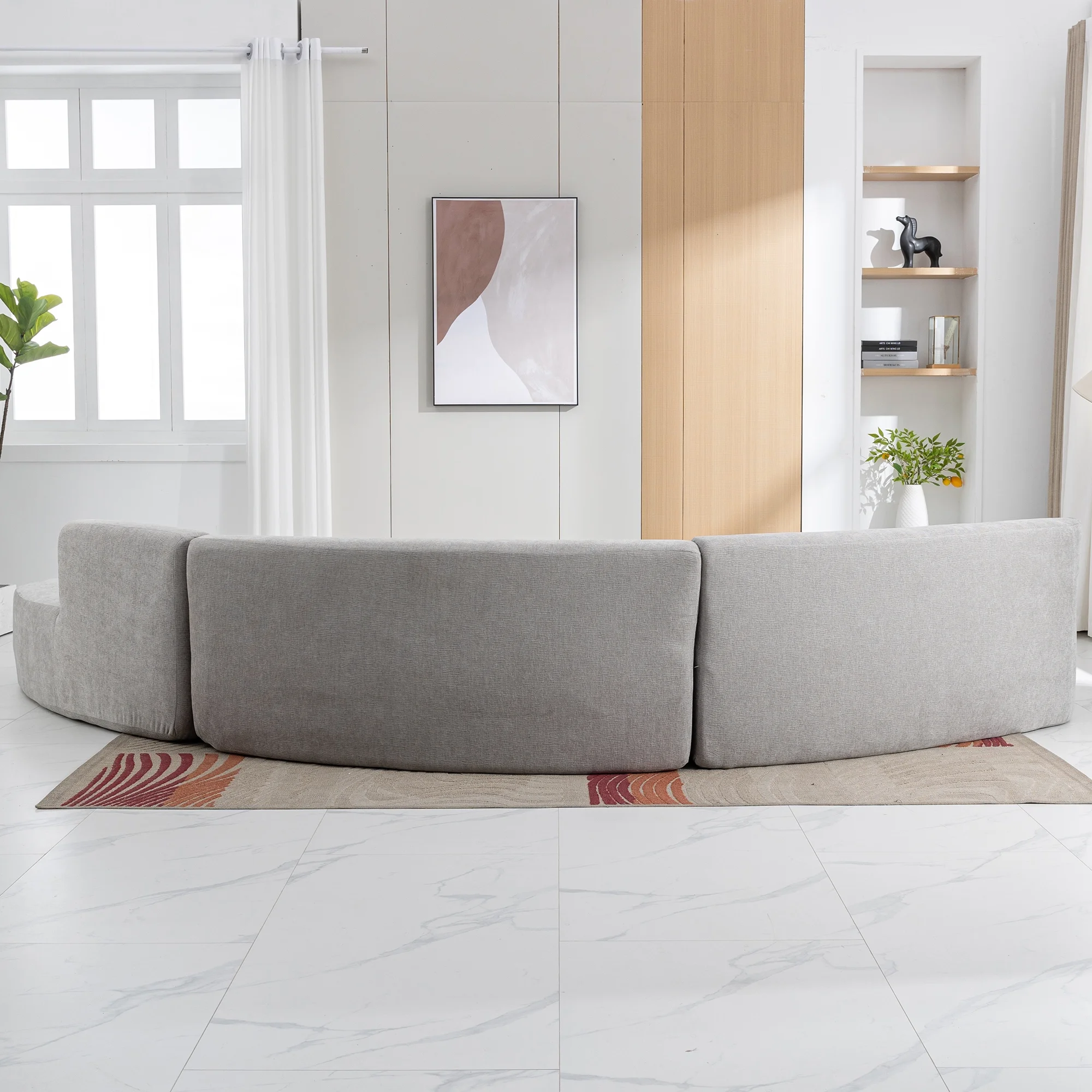 Harper & Bright Designs Modern Curved Floor Sofa Set, Modular Sectional Sponge Couch for Living Room, 2 PC Free Combination No Assembly Foam-Filled Sofa, Beige - Image 53