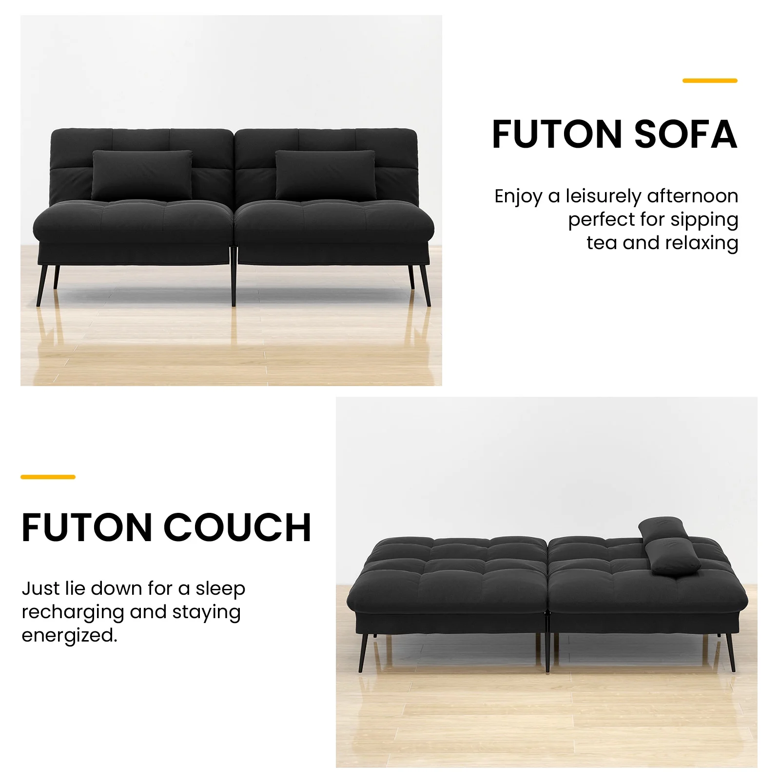 COMHOMA Cloud Comfort Convertible Futon Sofa Bed, Gray - Image 17