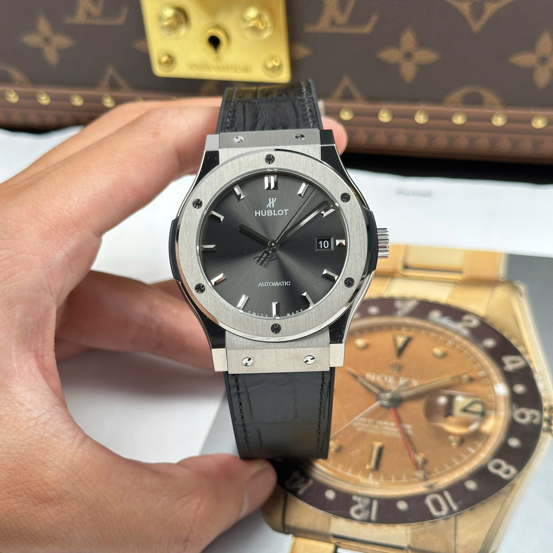 Hublot Classic Fusion Titanium Copies Watches Gray Dial Weight 84 Grams Super Light JJZ Factory 42mm - Elite Watch Atelier
