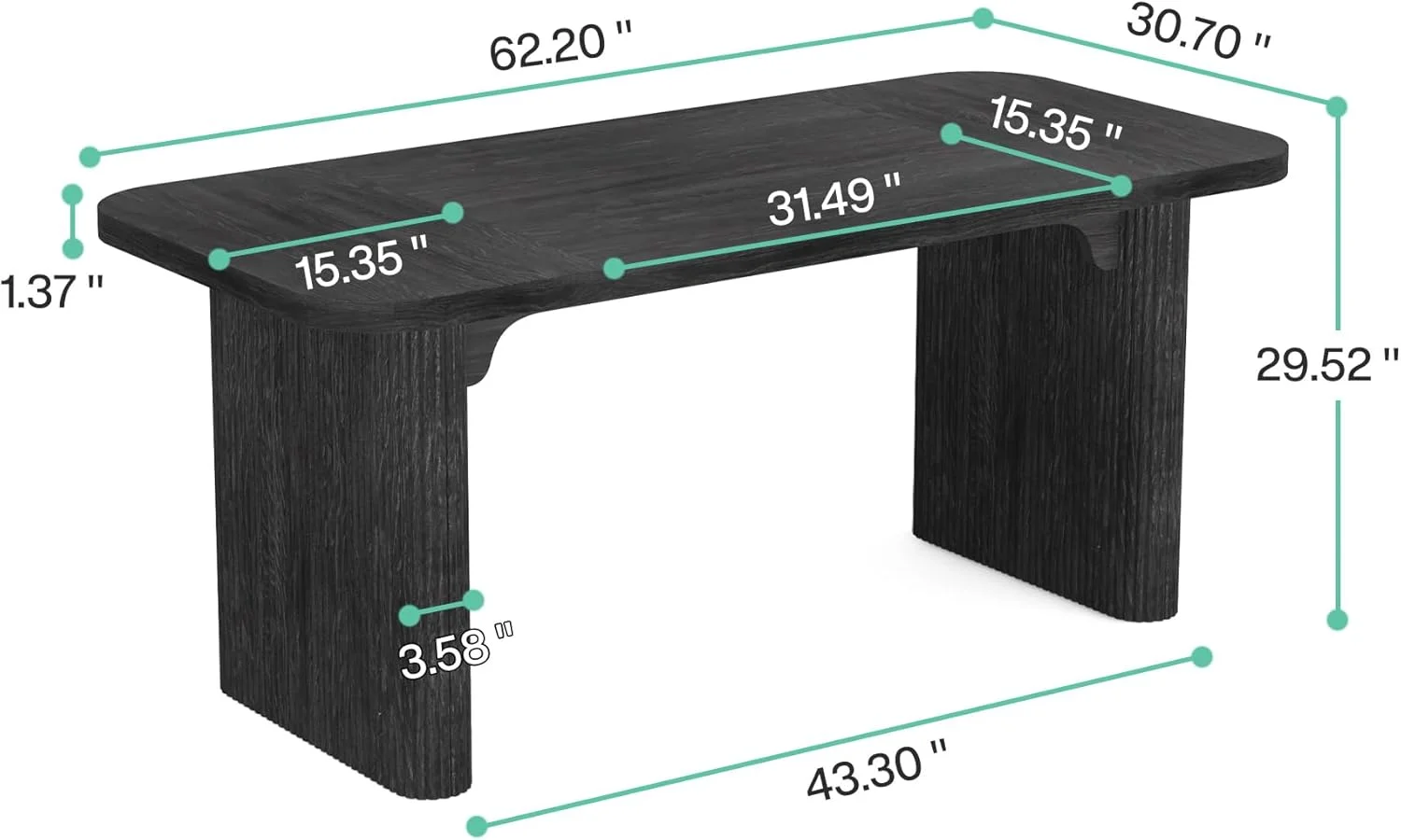 Tribesigns 63'' Computer Desk, Simple Rectangular Writing Table for Home Office Study Room Bedroom - Image 17