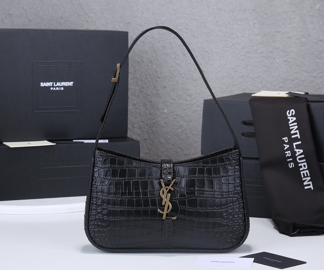 Replica Ysl Le 5 A 7 Hobo Bag In Crocodile-Embossed Leather 2024