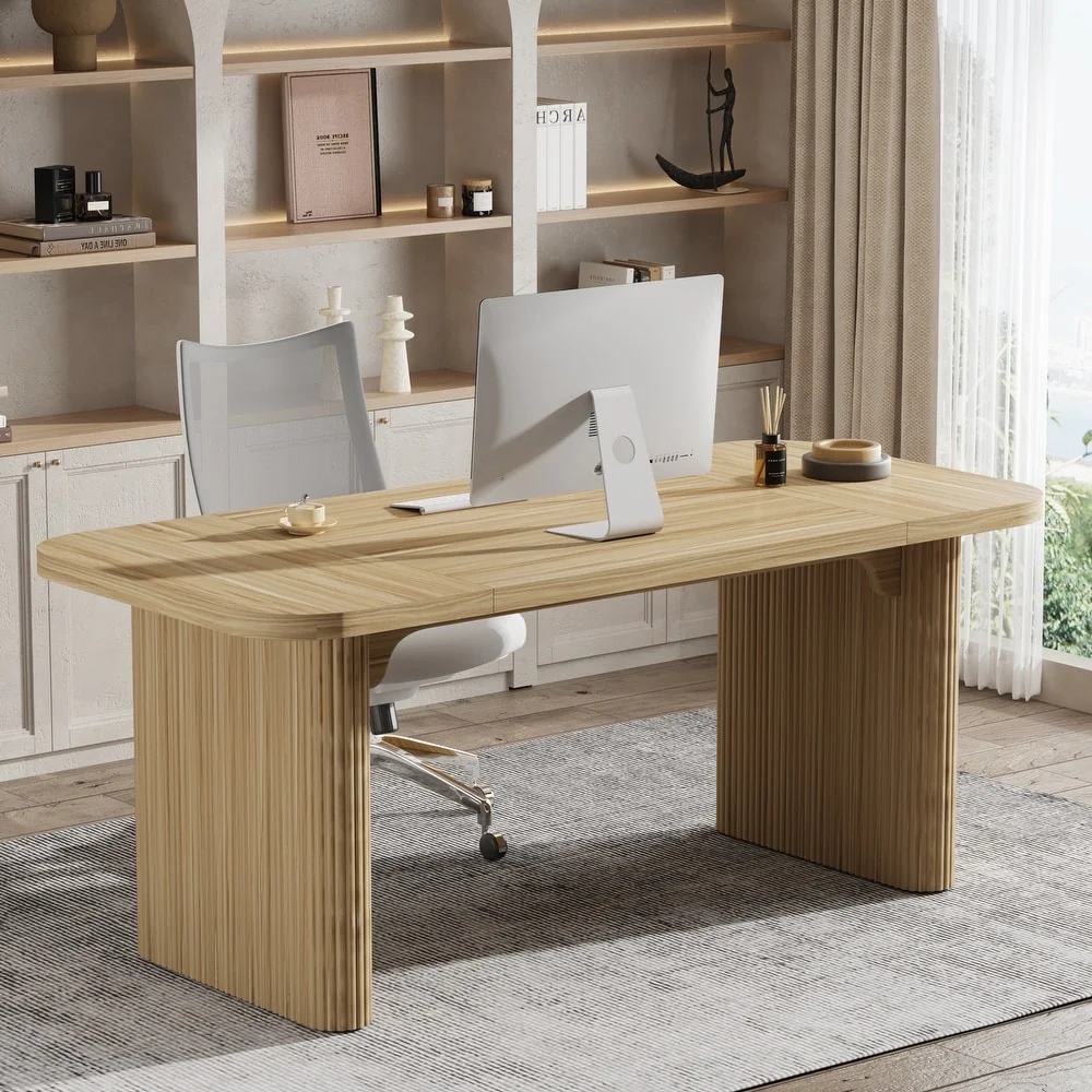 Tribesigns 63'' Computer Desk, Simple Rectangular Writing Table for Home Office Study Room Bedroom - Image 2