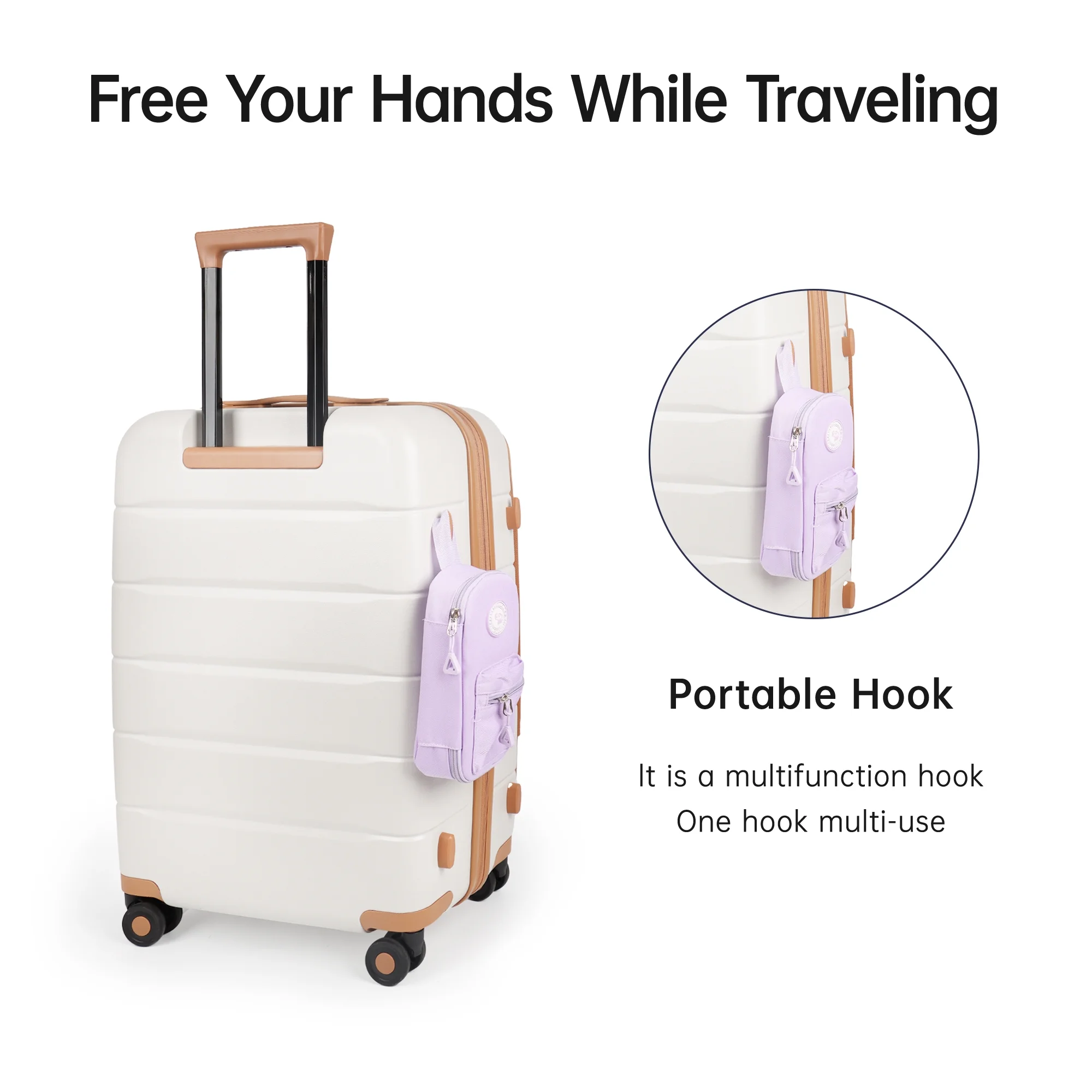 Carry On Luggage 22 x 14 x 9 Airline Approved Lightweight Hardside Spinner Luggage with TSA Lock and Laptop Compartment, Beige, CY2431 - Image 6