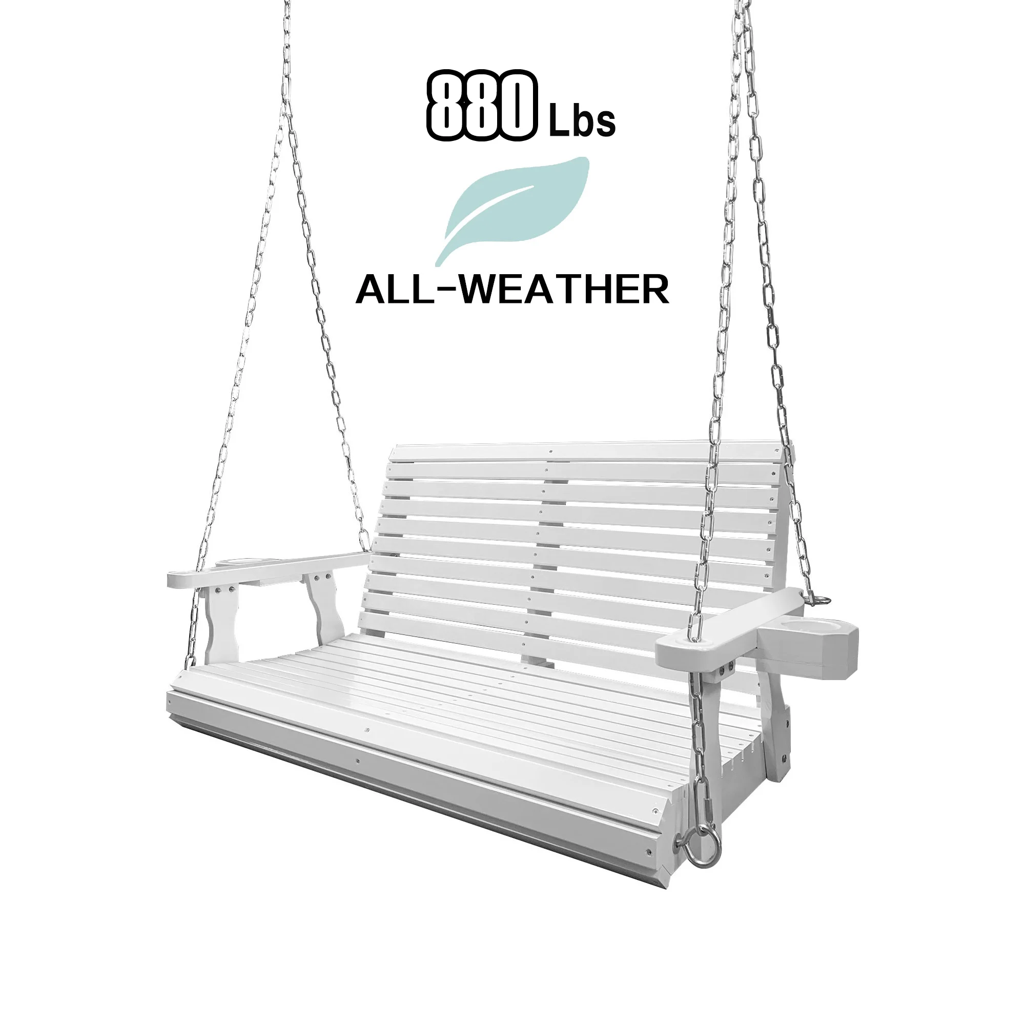 Fortune Candy 3 Person Outdoor Wood Hanging Swing, Heavy Duty 880 lbs Wood Porch Swing, Brown-5ft - Image 40
