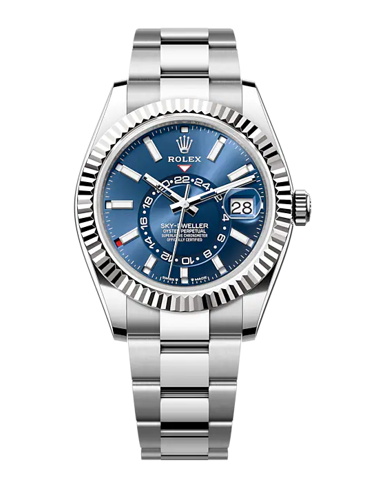 Sky Dweller Blue Dial 18K White Gold Bezel Steel Jubilee Men's Watch 326934(1:1 replica) - Top club