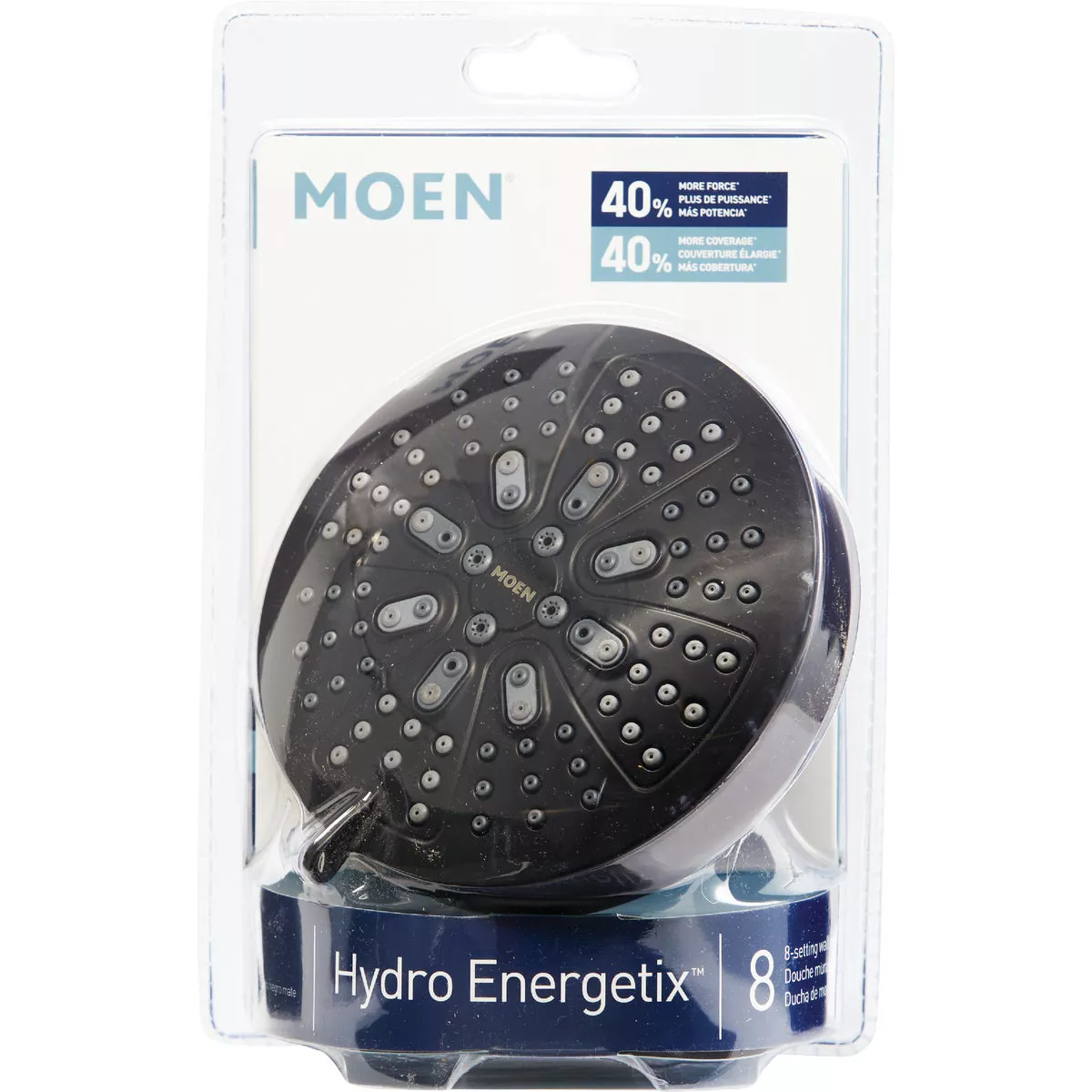 Moen Hydro Energetix 8-Spray Pattern 4.75 In. Wall Mount Fixed Shower Head, Matte Black