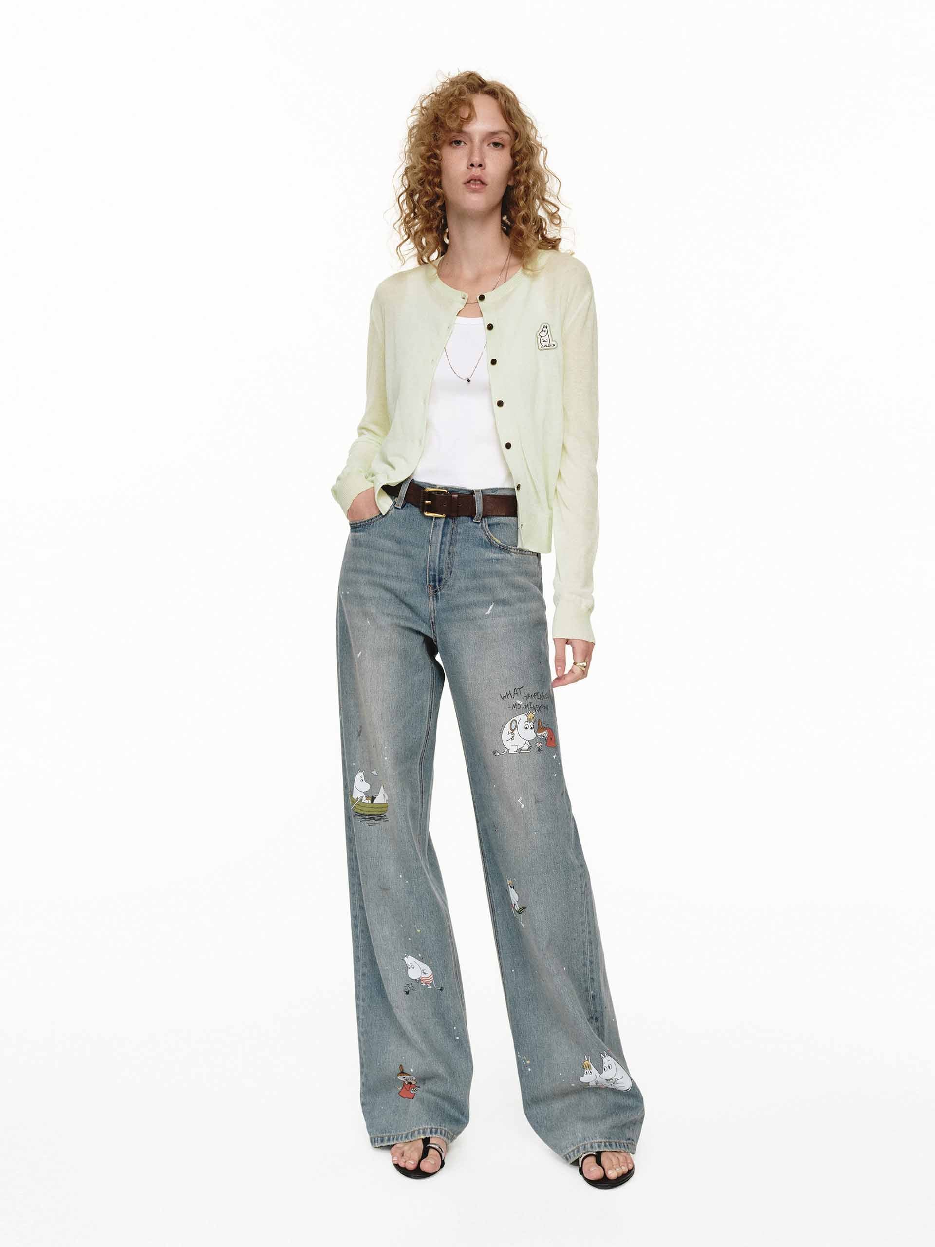 Graffiti Print Straight Jeans