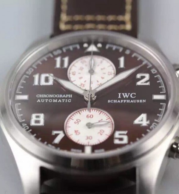 Replica IWC V6 Pilot Chrono Brown/White Dial A7750 - Elite Watch Atelier