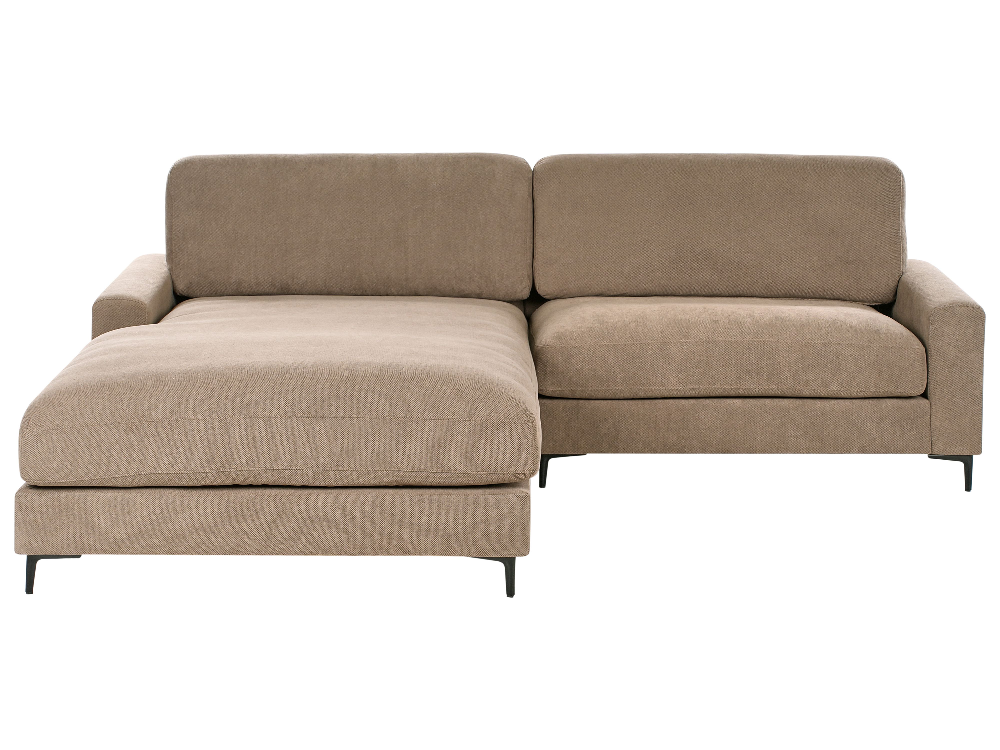 Corner Sofa 3 Seater MALOY Fabric Brown Right Hand