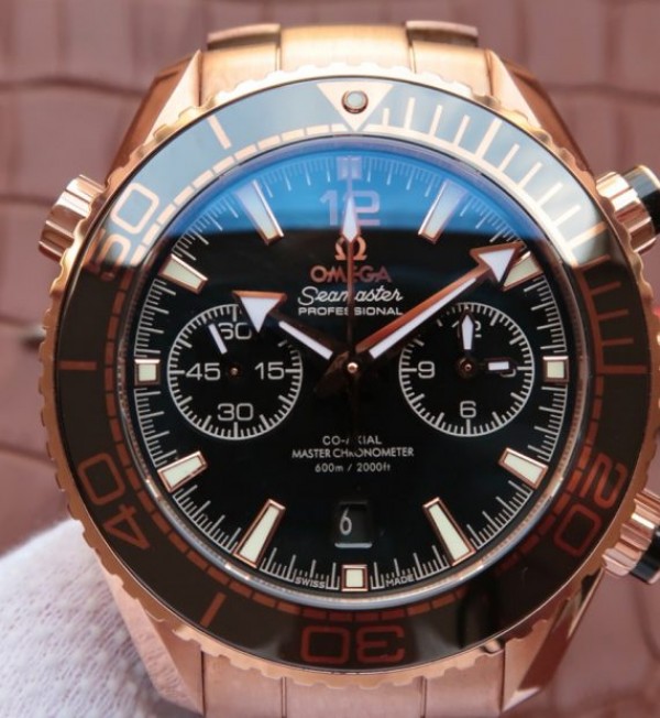 Replica Omega Planet Ocean Master Chronometer RG Black Bezel Black Dial RG Bracelet A9301 - Top club