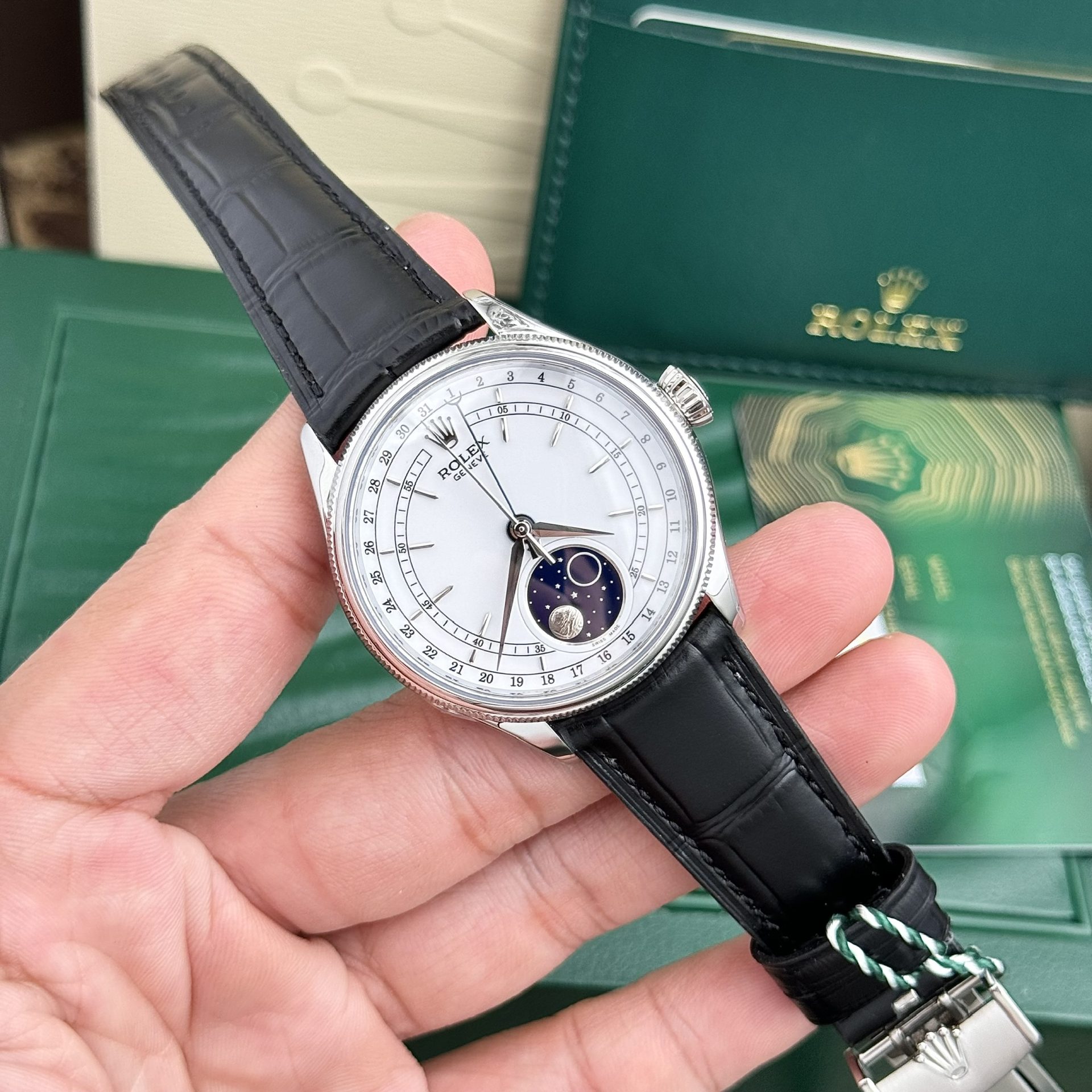 Rolex Replica Watch Cellini Moonphase Dial White 39mm - Elite Watch Atelier