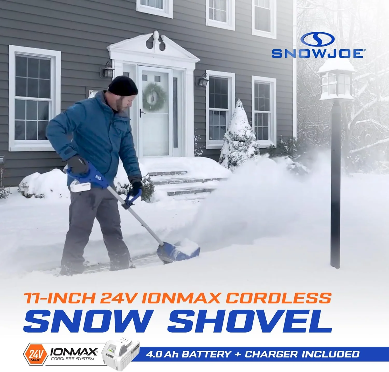 Snow Joe Cordless Electric Snow Shovel Kit 24V 4Ah Battery, Charger, 11in Clearing Width, 400W - 24V-SS11 - Image 2 Snow Joe Cordless Electric Snow Shovel Kit 24V 4Ah Battery, Charger, 11in Clearing Width, 400W - 24V-SS11 - Image 2