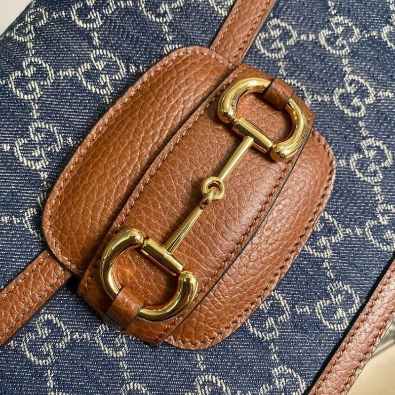 Replica Gucci Horsebit 1955 Small Bag 602204 In Blue Denim1:1High-quality replica