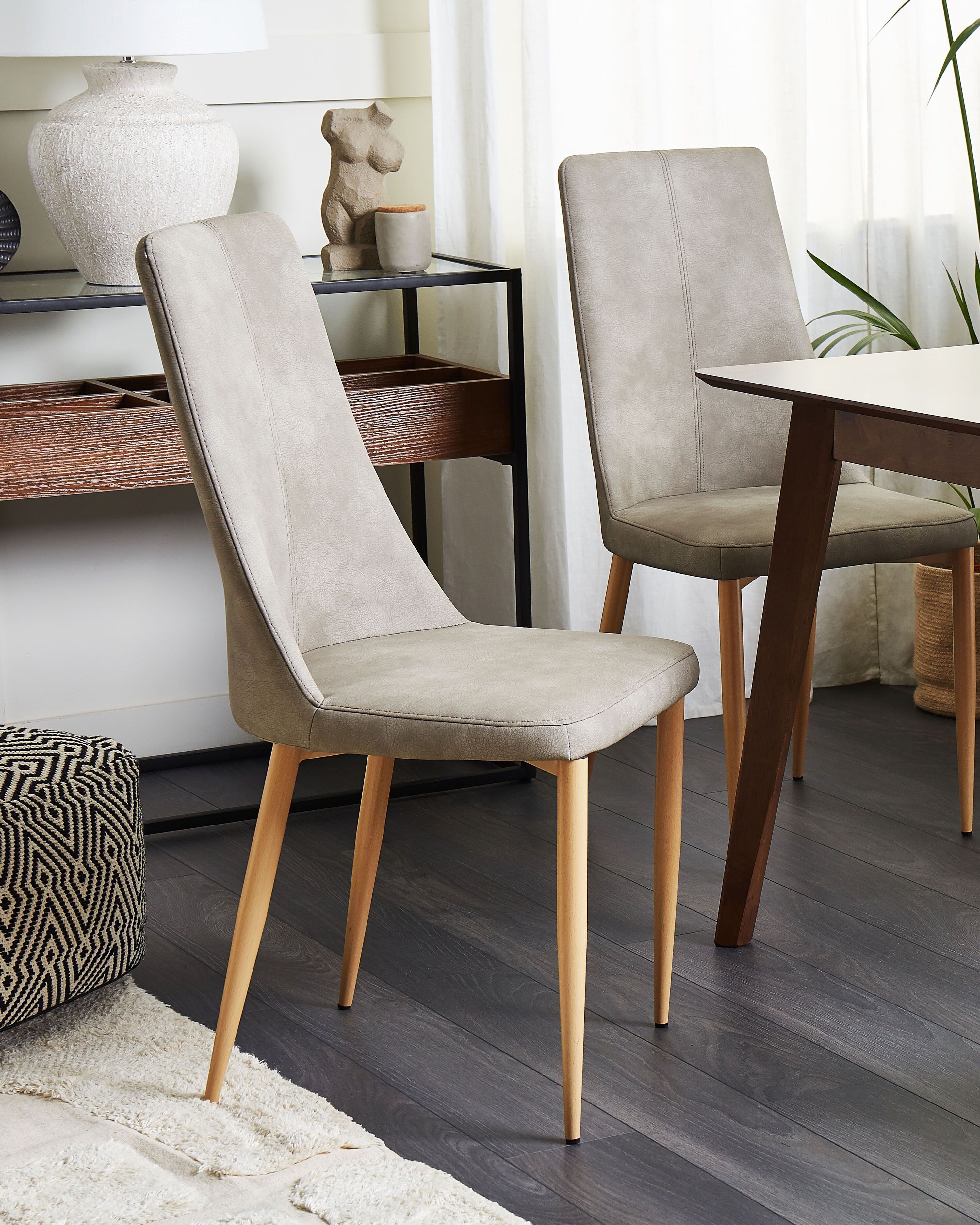 Set of 2 Dining Chairs CLAYTON Faux Leather Light Grey