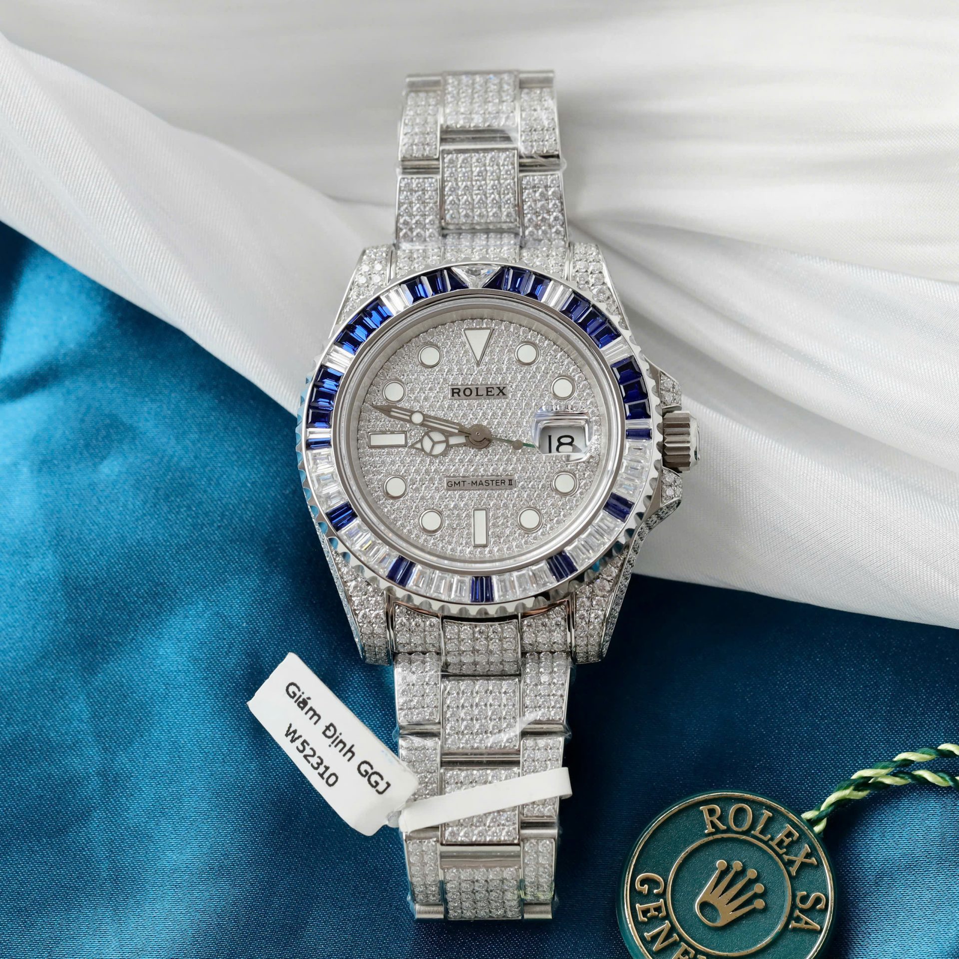 Rolex GMT-Master II Replica Watch Sapphire + Diamonds Moissanite 40mm - Elite Watch Atelier