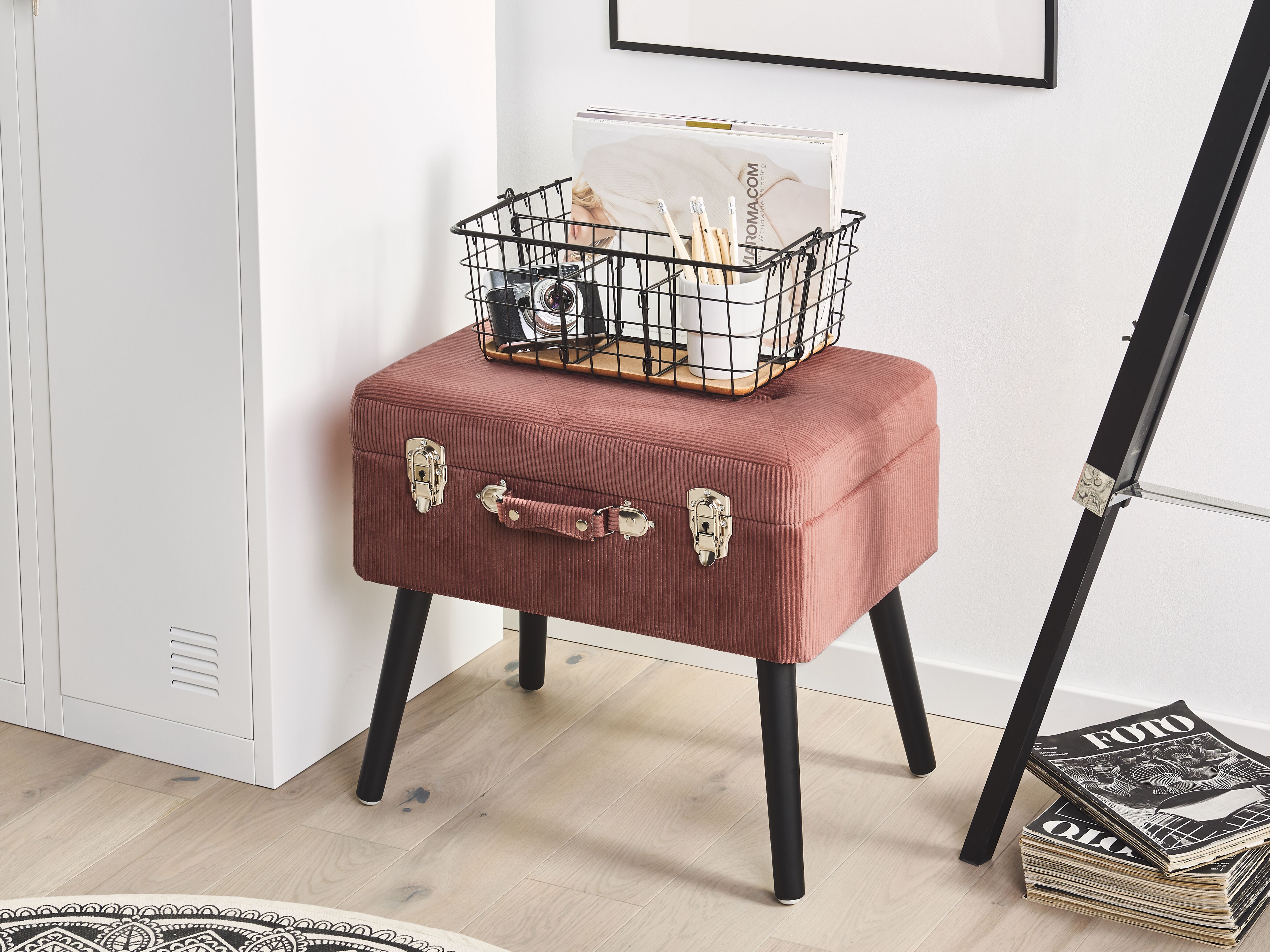 Storage Stool MALLARD Corduroy Pink
