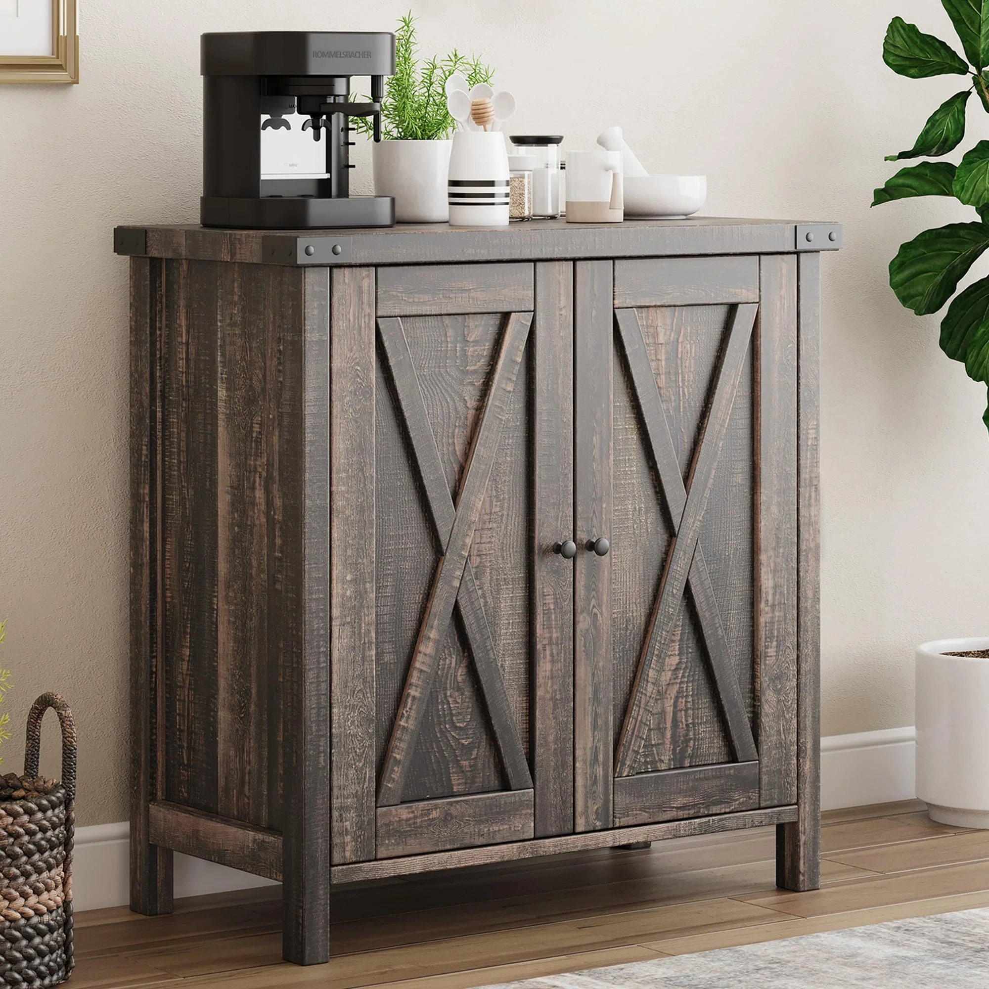 Coffee Bar Cabinet with Storage/Adjustable Shelf 30" Small Kitchen Bar Table Corner Bar Cabinet for Tea Buffet Sideboard Cabinet for Dining Room, Farmhouse Coffee Station for Wine - Image 14