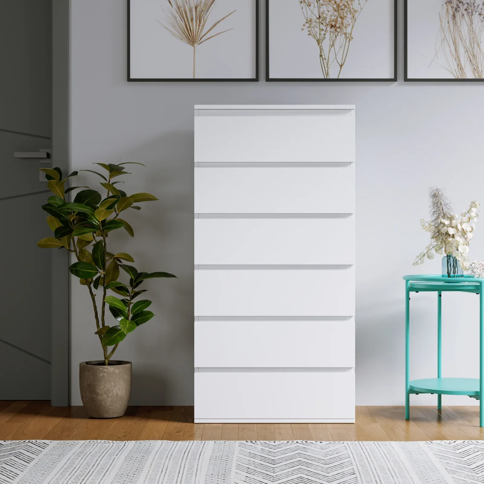 Homfa 5 Drawer White Dresser, Modern Storage Cabinet for Bedroom,Tall Chest of Drawers for Living Room - Image 19