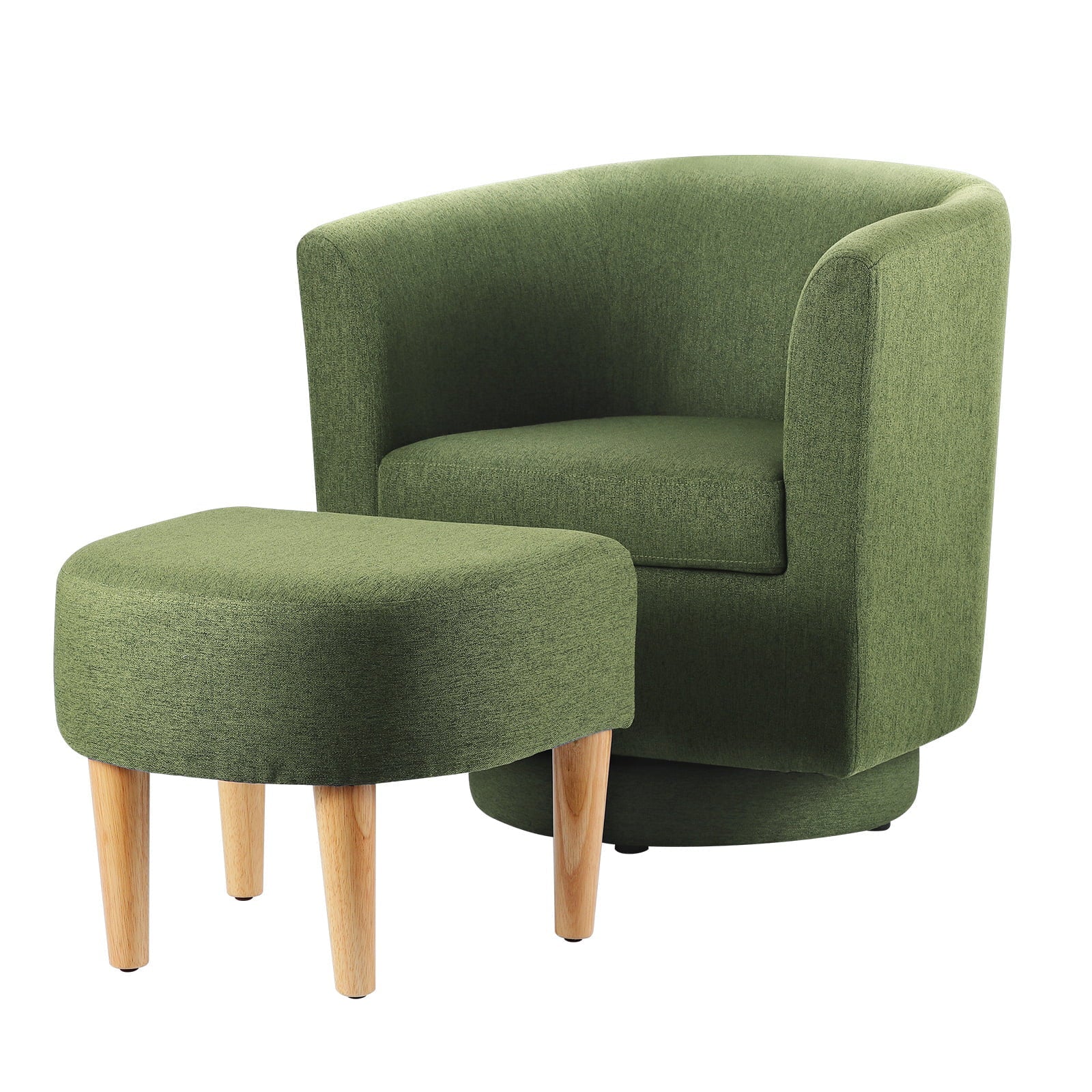 Lohoms Accent Arm Chair With Ottoman Set, Modern Home Leisure Chair with Footrest, Comfy Upholstered Armchair Single Sofa, Reading Chair with Solid Wood Legs for Living Room Bedroom, Gray - Image 8