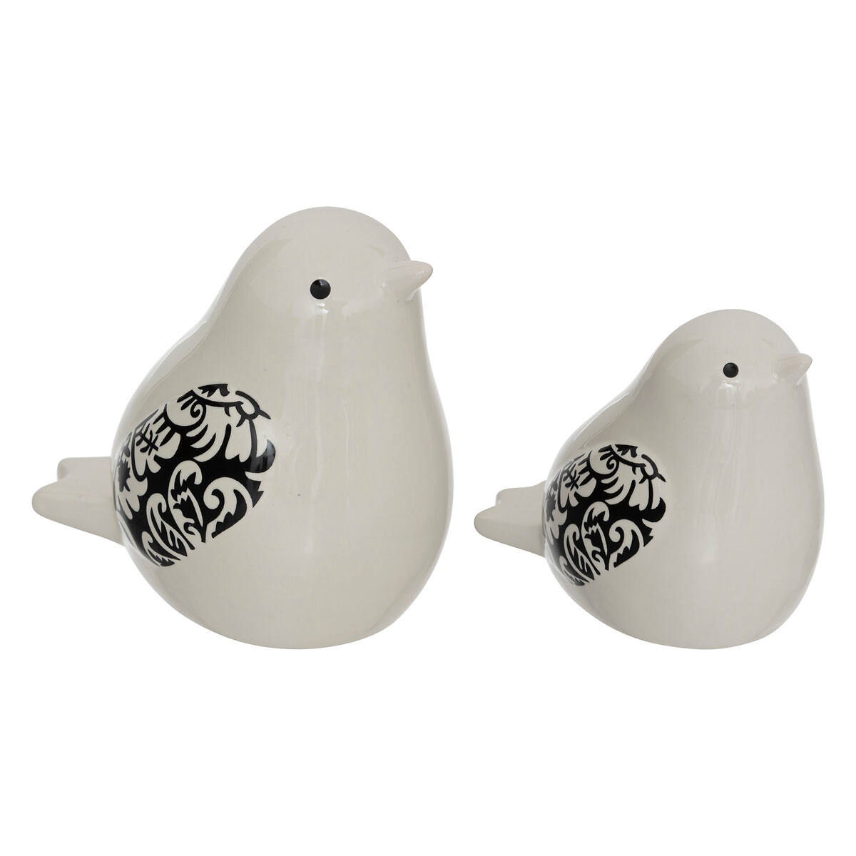 Set of 2 birds Ceramic, white, h.11,5 cm