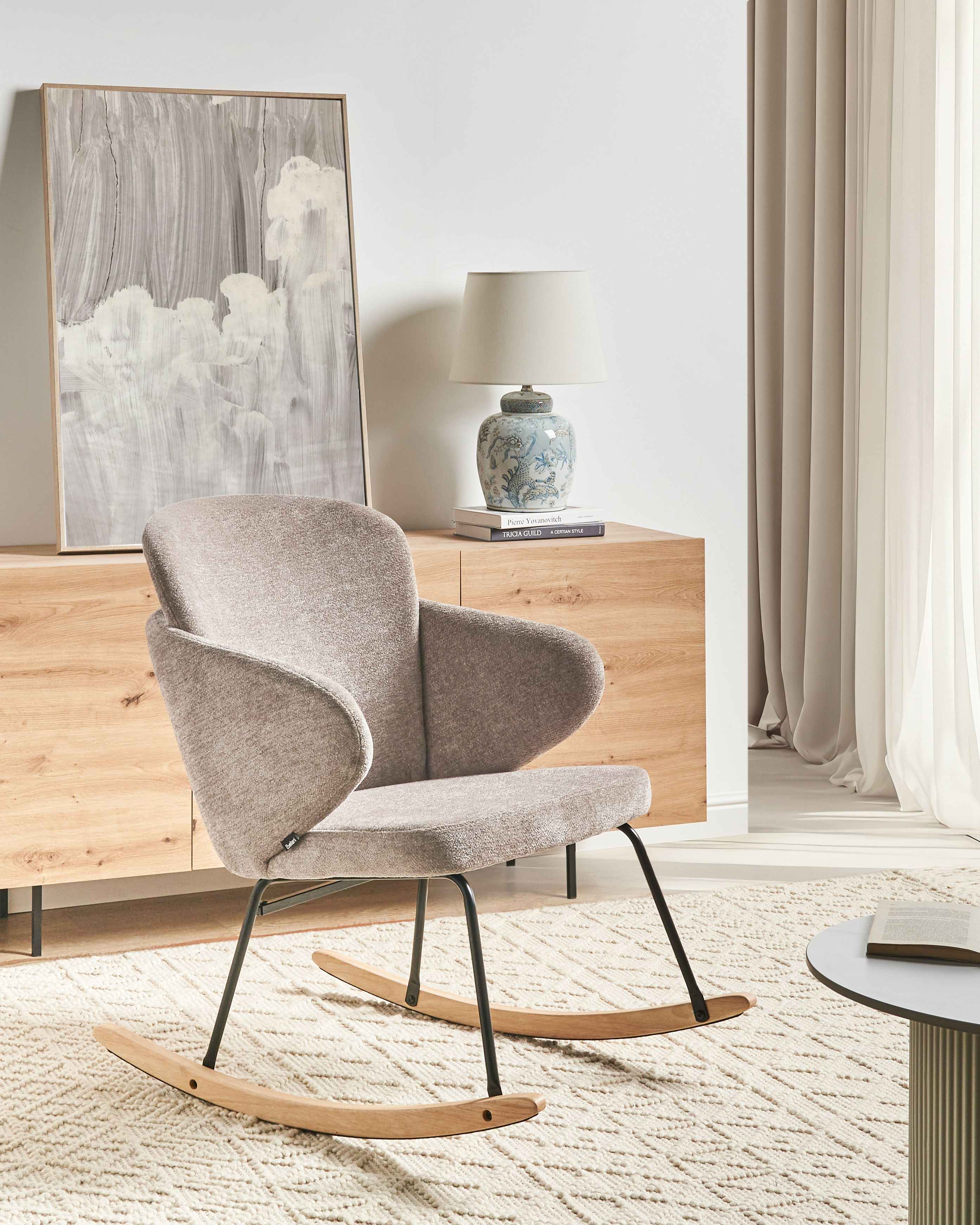 Rocking Chair VIKEN Fabric Taupe