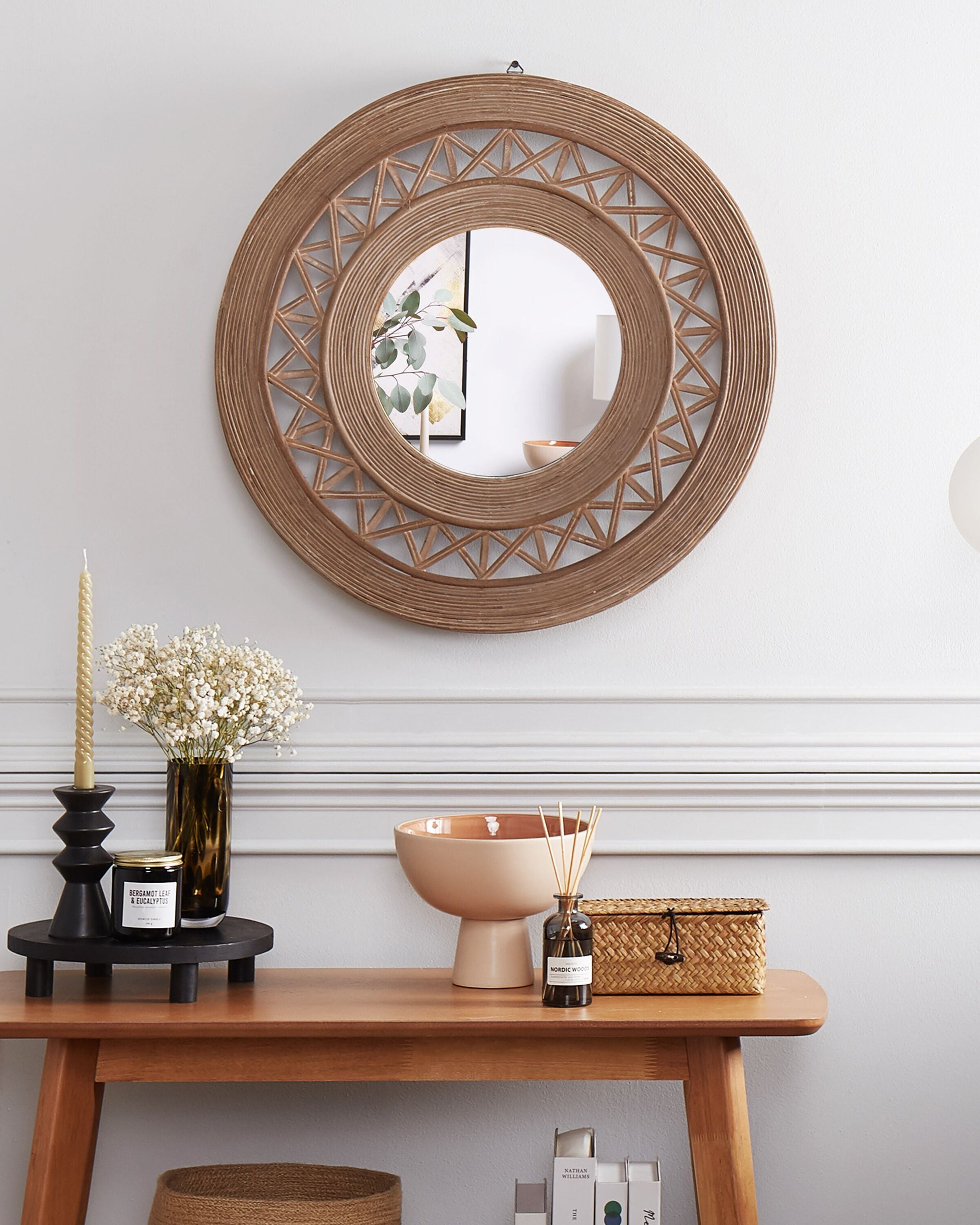 Wall Mirror CACOMA 62 cm 62 cm Bamboo Brown