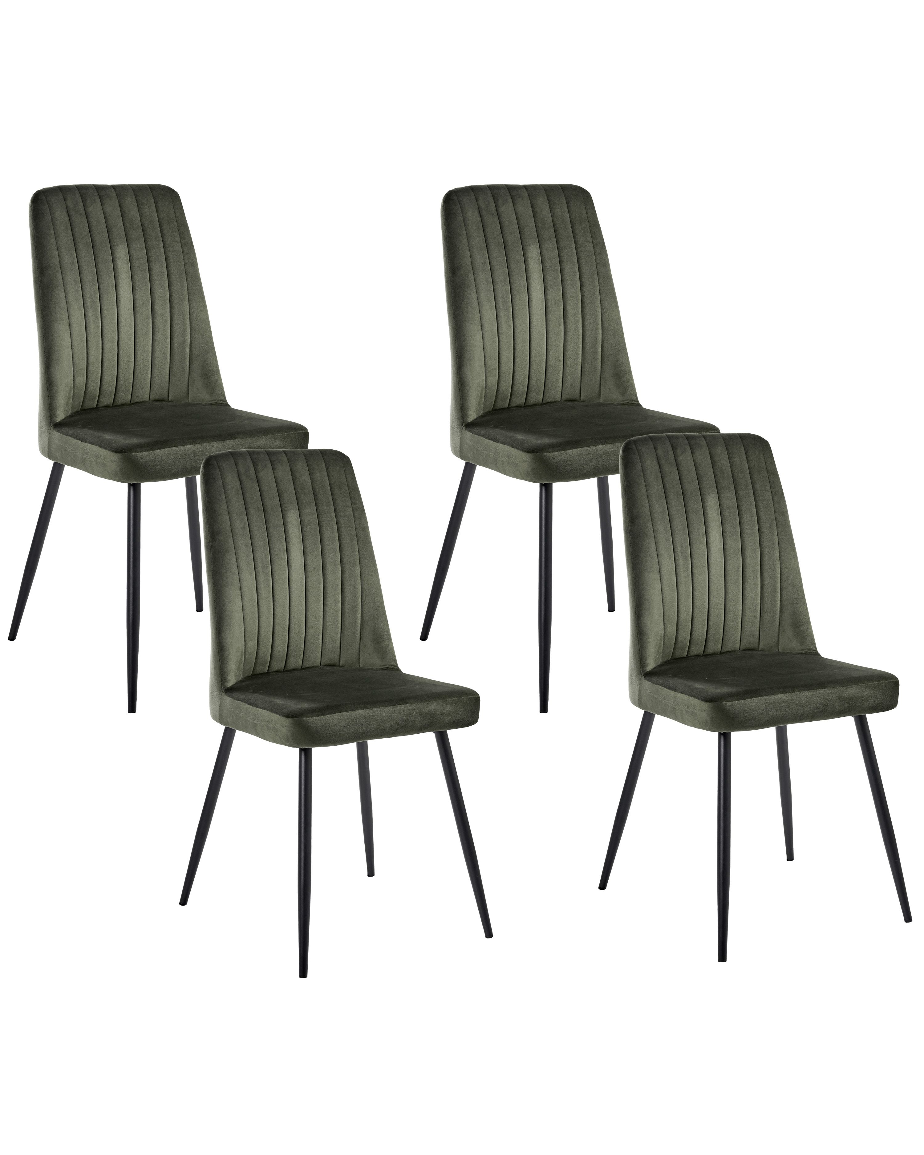 Set of 4 Dining Chairs KIRBY Velvet Dark Green