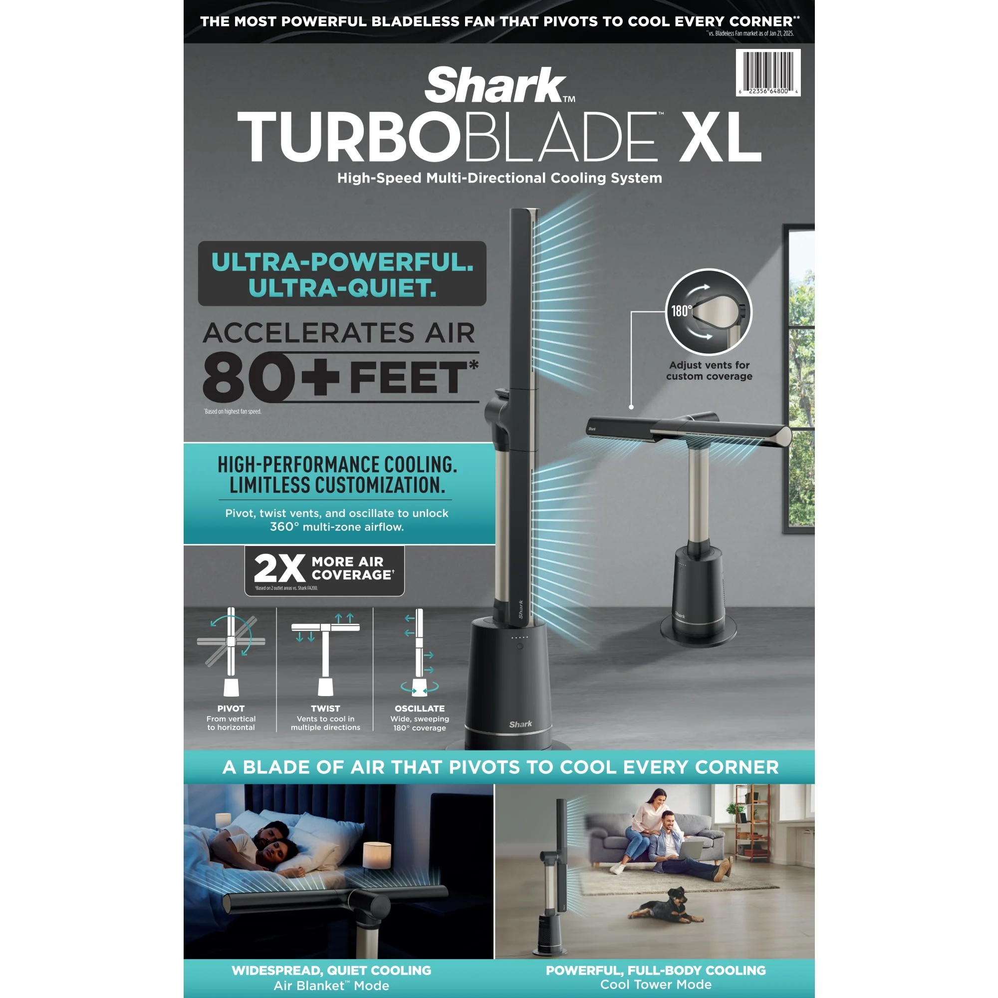 Shark TurboBlade Fan XL �� Ultra-Customizable Bladeless Tower, Pivots, Twists, Oscillates 180��, TF200, Charcoal - Image 38