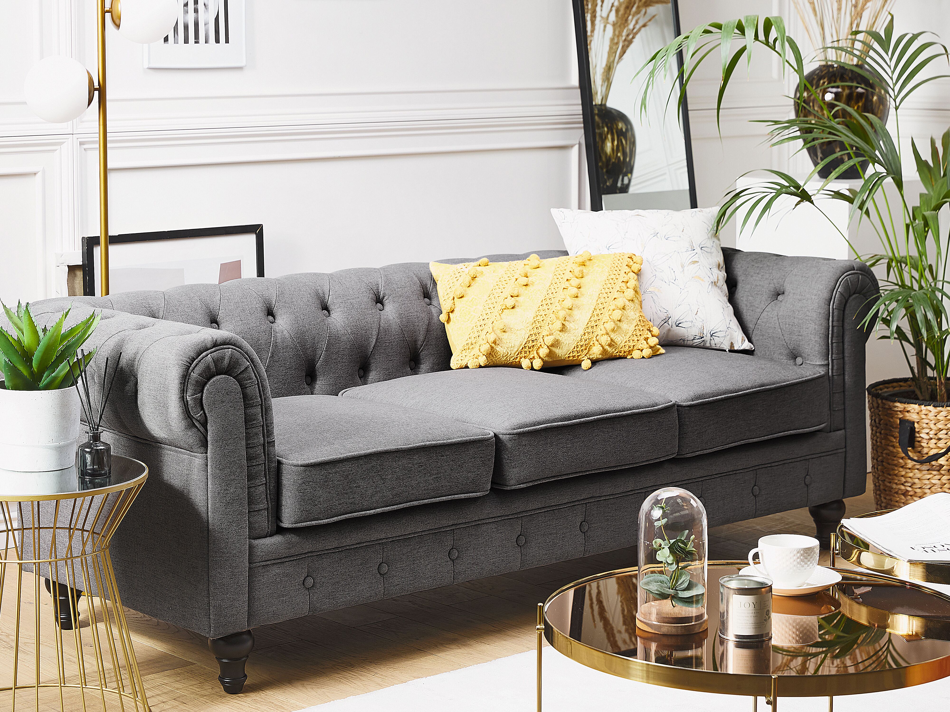 Sofa 3 Seater CHESTERFIELD Fabric Grey