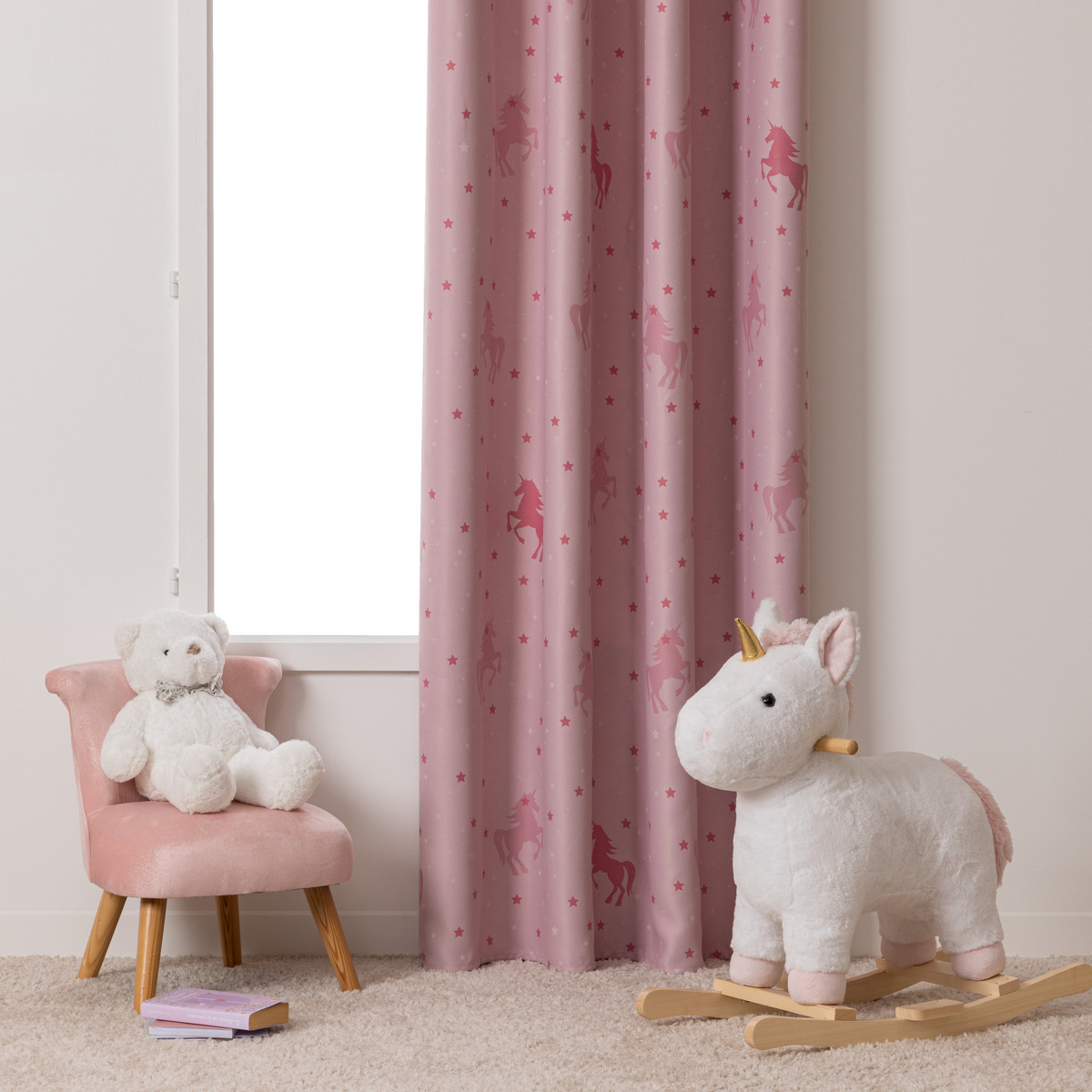 Kids blackout curtain "Unicorn" Light pink, 140x250 cm