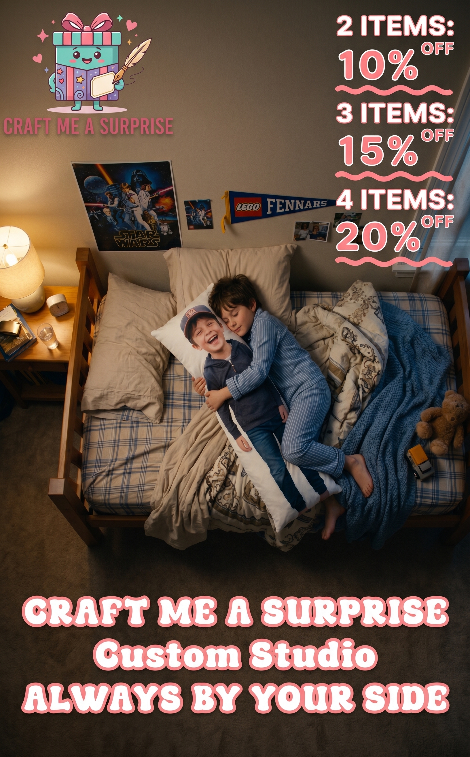 Personalized photo body pillow from Craft Me A Surprise Custom Studio. 