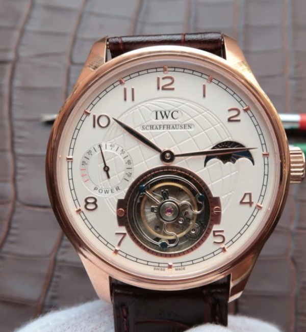 Replica IWC Portuguese Tourbillon Power Reserve Moonphase RG White Dial - Top club