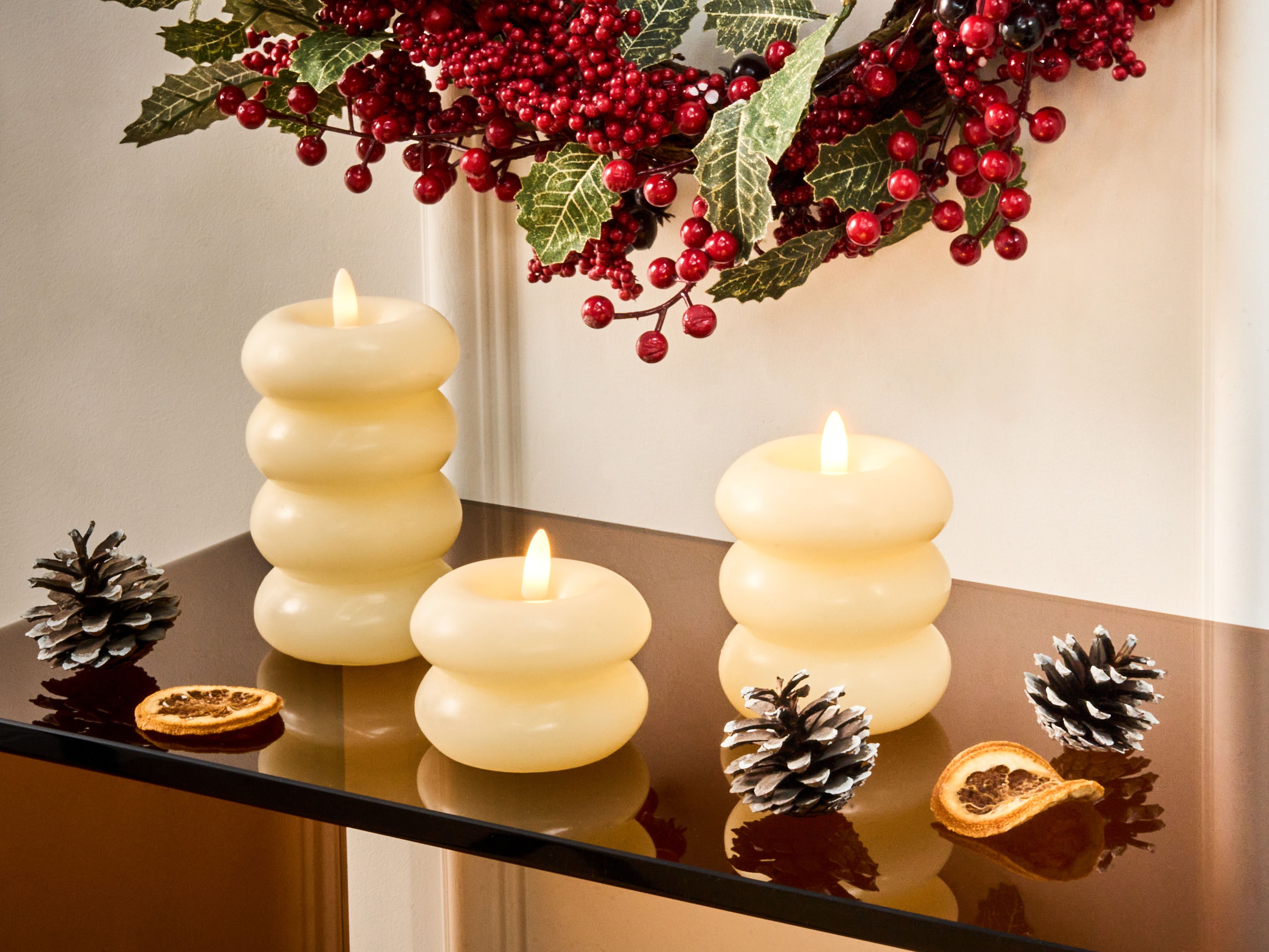 Set of 3 LED Candles ETERNIS 5/8/11 cm Off-White
