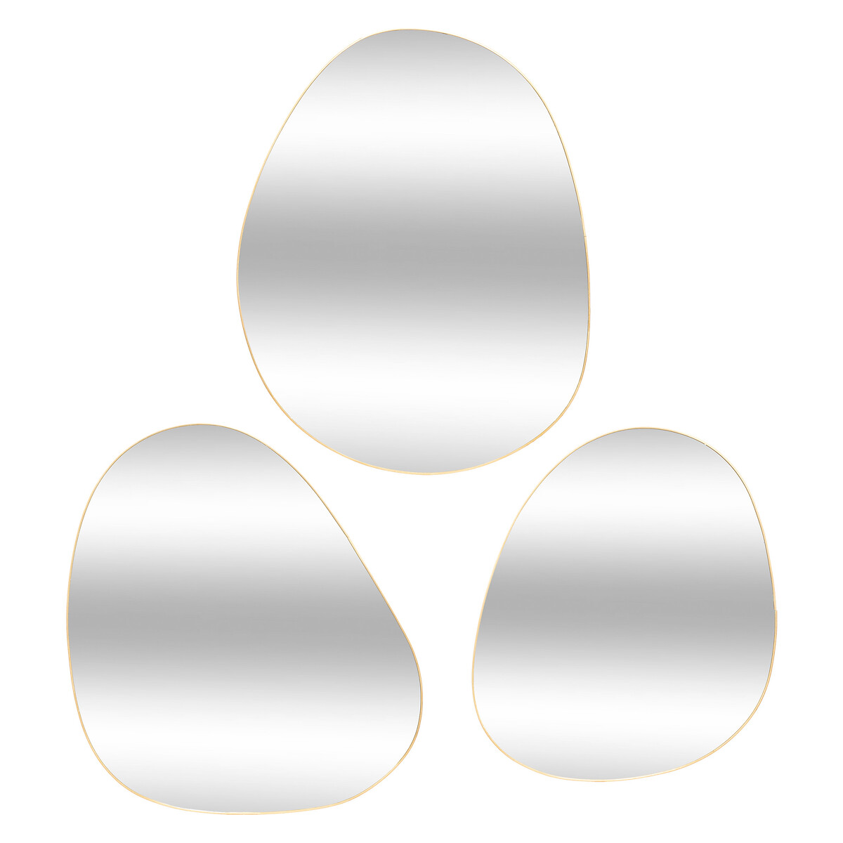 Set of 3 "Lida" organic mirrors Golden metal, L.32/44.5/47 cm