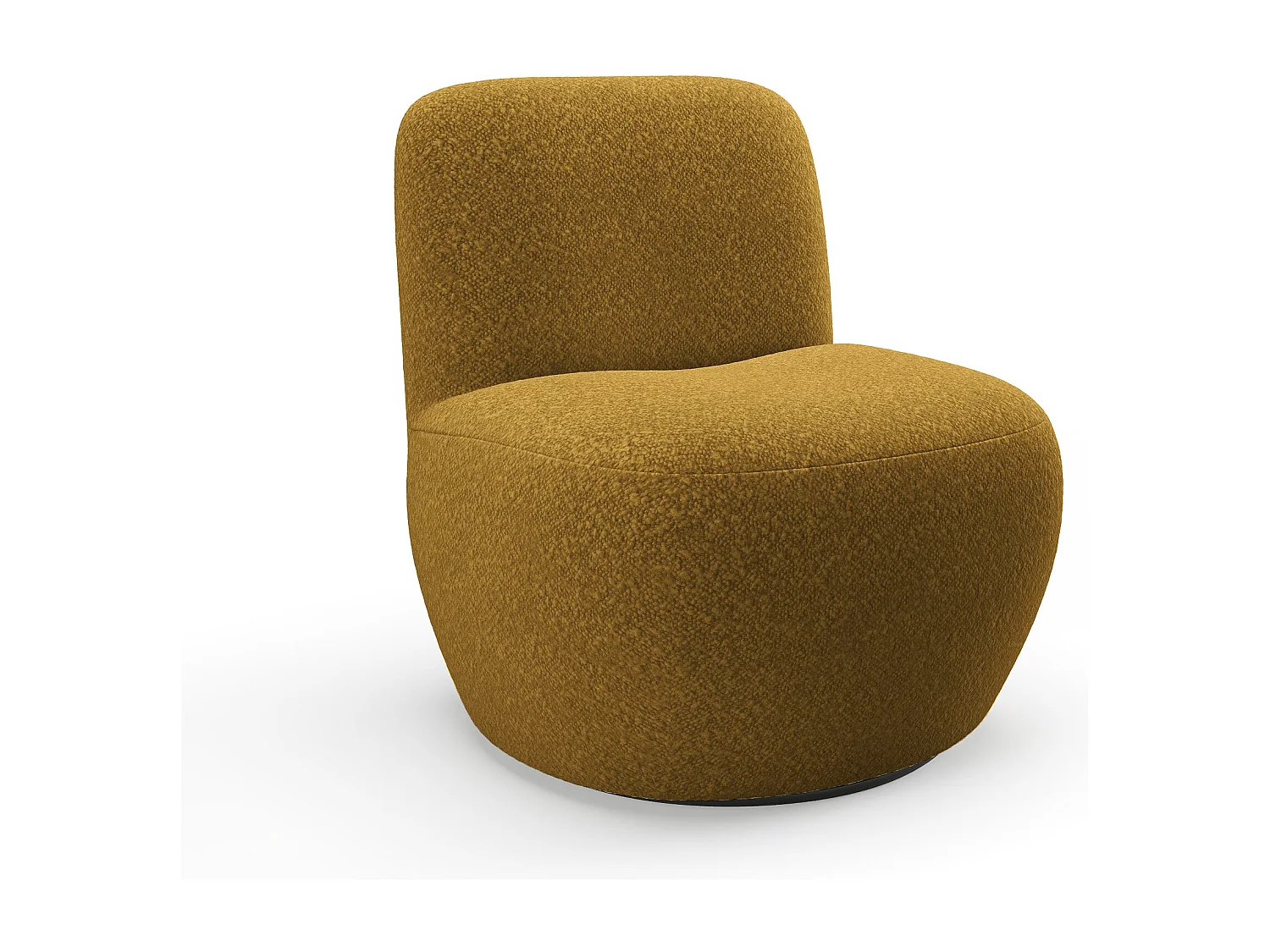Fauteuil de salon pivotant JENA en tissu bouclette moutarde 64x68cm