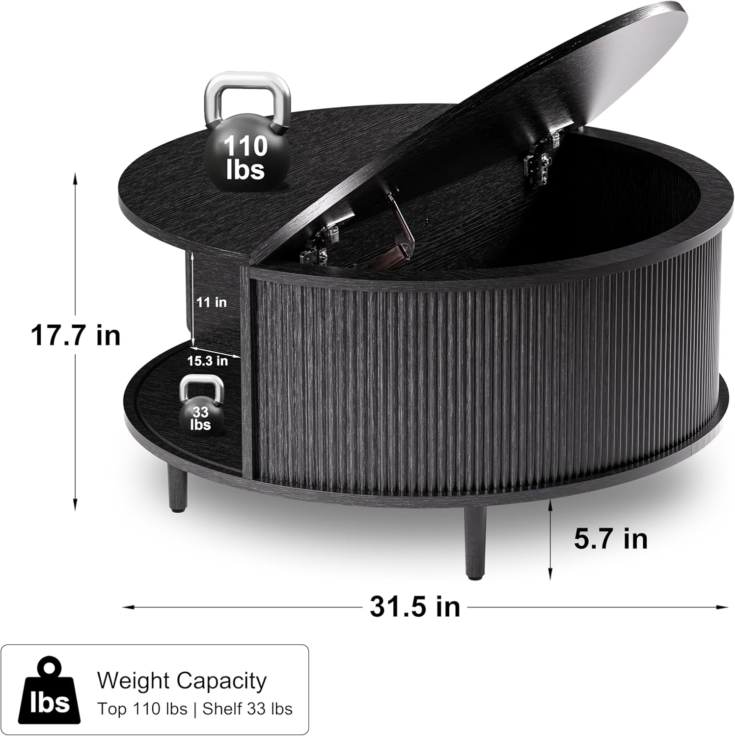 Round Coffee Table, 31.5