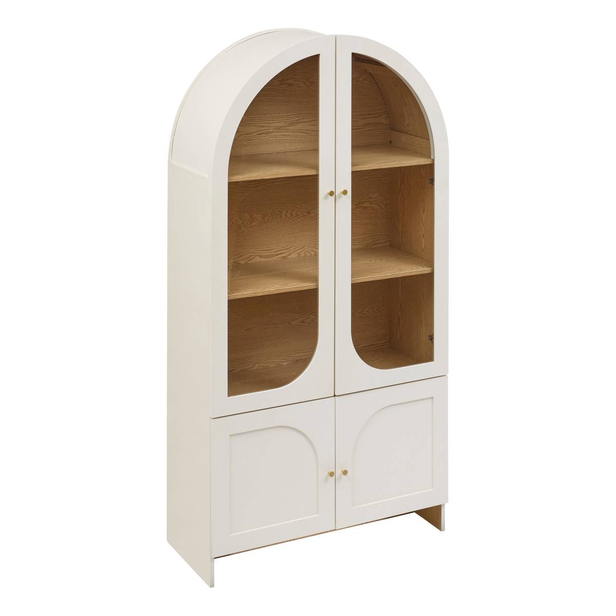 4-door 4-shelf display cabinet "Rose Blossom" Ivory, 180x91 cm