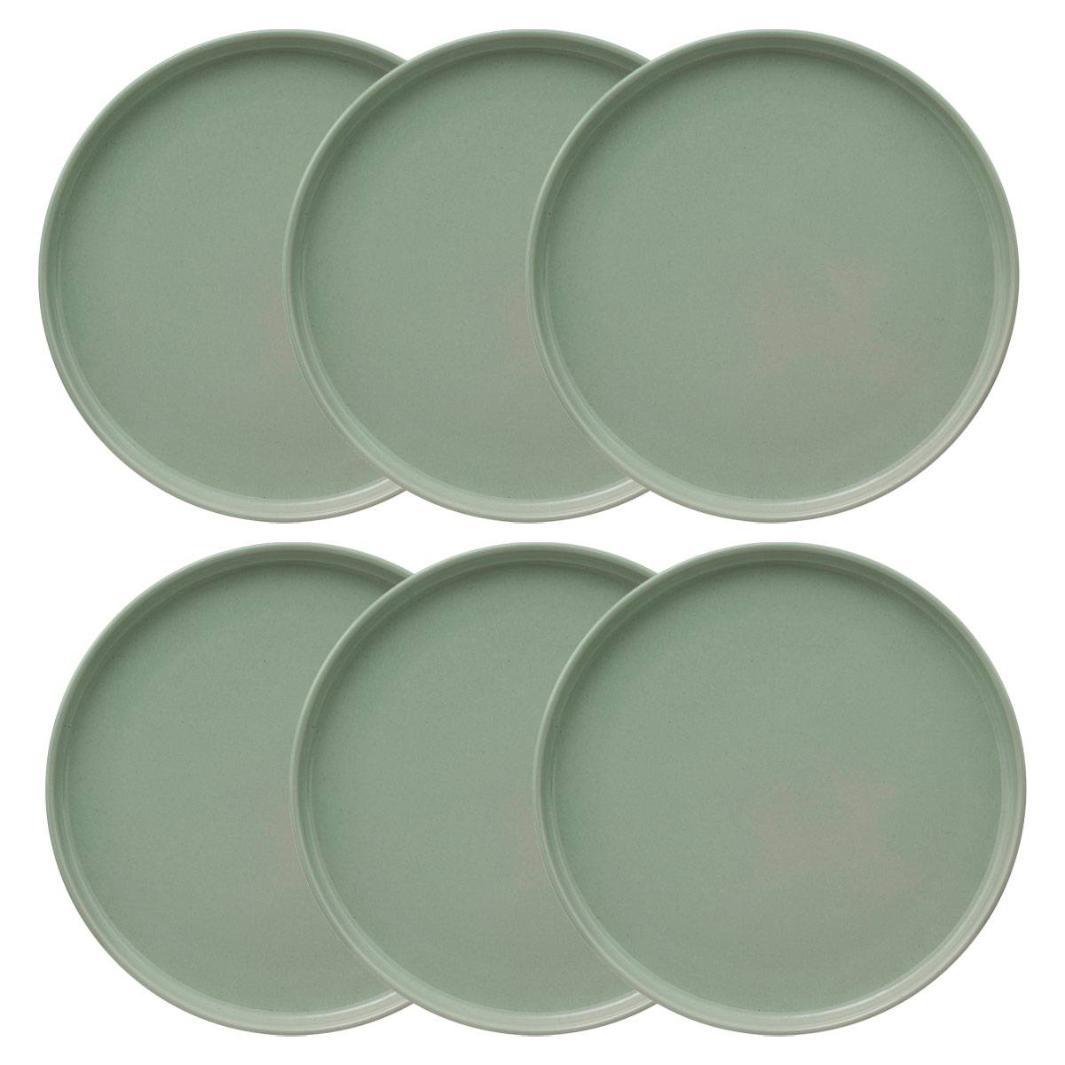 Set of 6 flat plates Stoneware (ceramic), D.26.5 cm, Light green