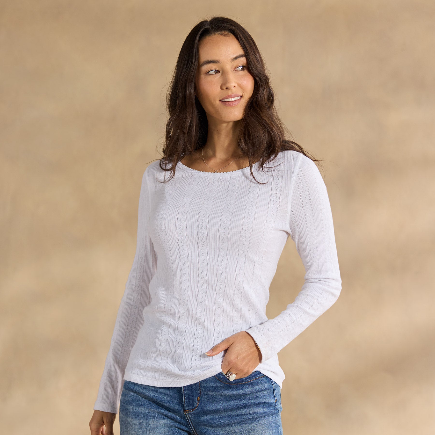 Perfect Pointelle Crewneck, Petite - Sundance Clothing
