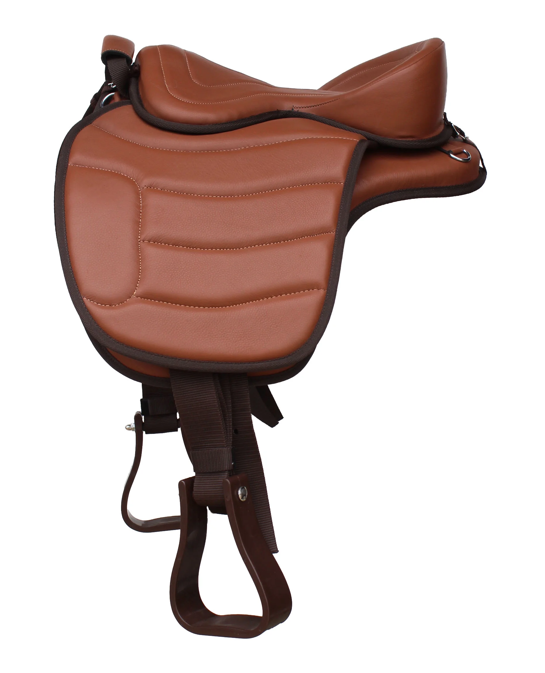 15" Western Horse Bareback Treeless Leather Saddle Pleasure Trail Riding 49103BK - Image 7